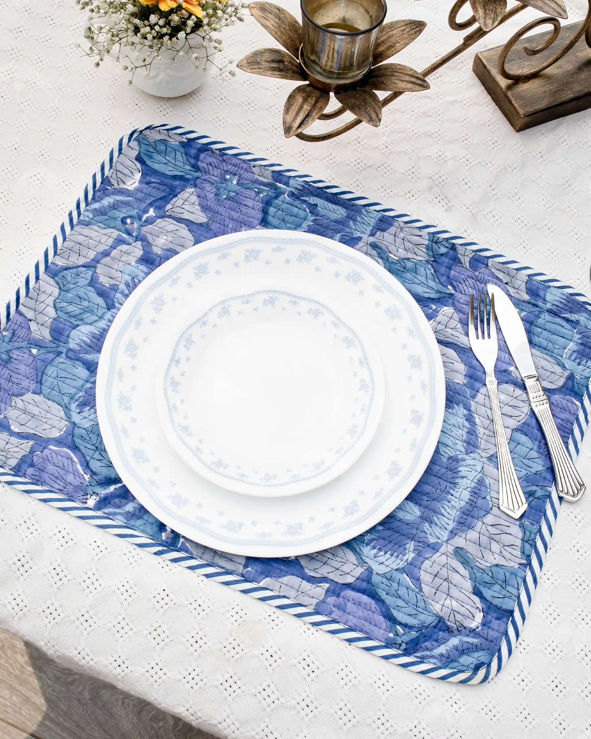 Blue Fantasy Reversible Placemats (Set of 6) | Singhvis