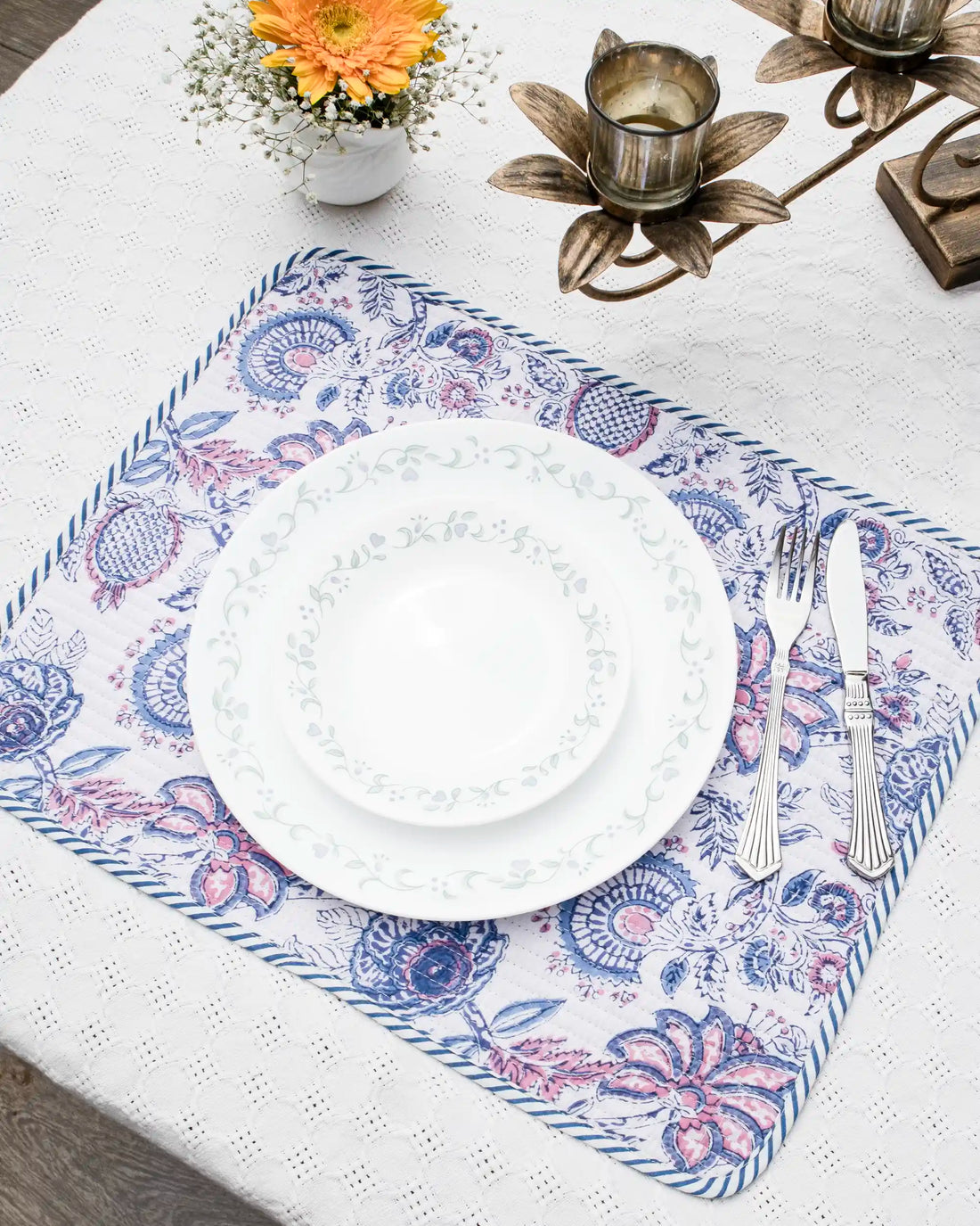 Arctic Blue Reversible Placemats (Set of 6) | Singhvis