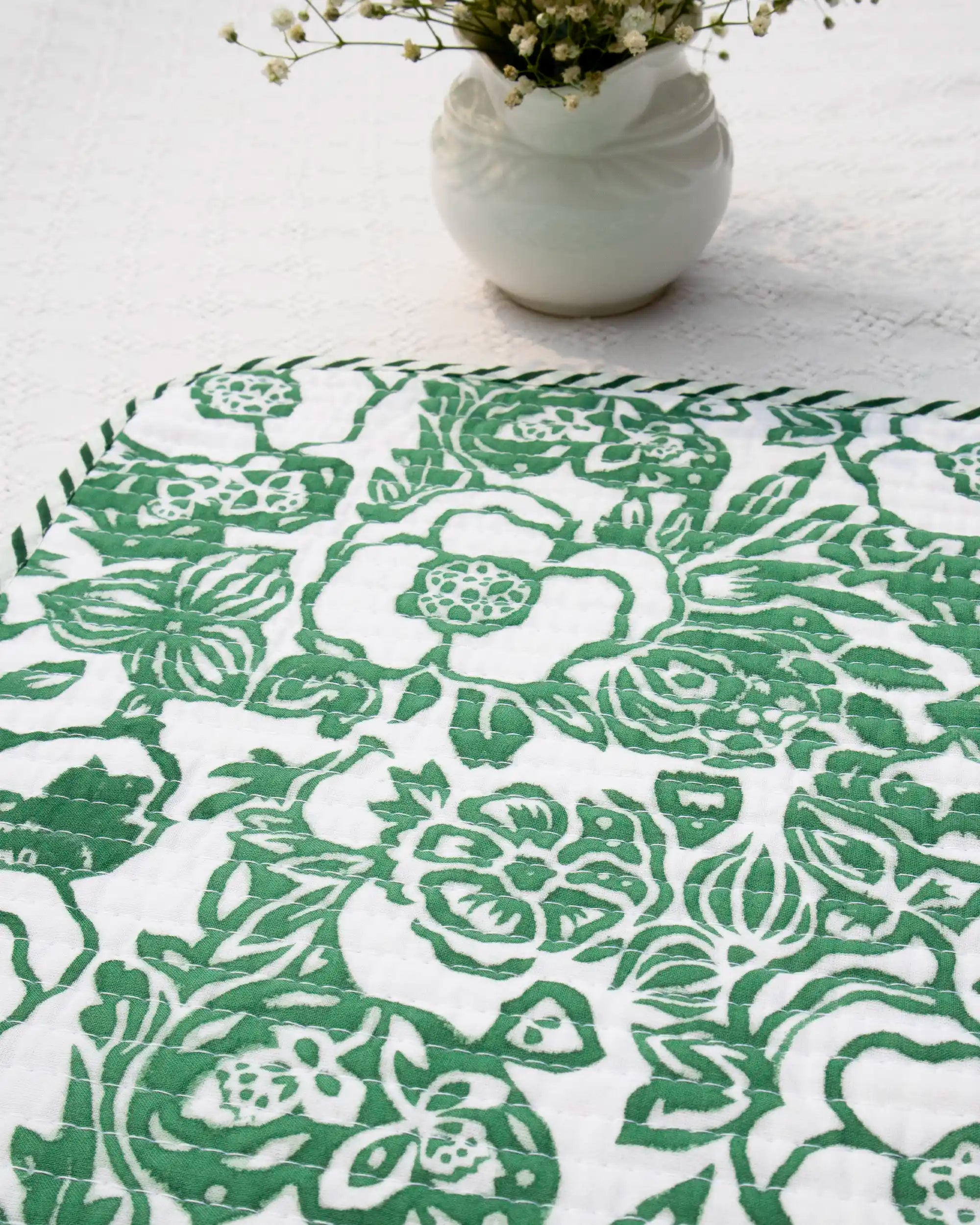 Green Garden Reversible Placemat Set (Choose 4 or 6) | Singhvis