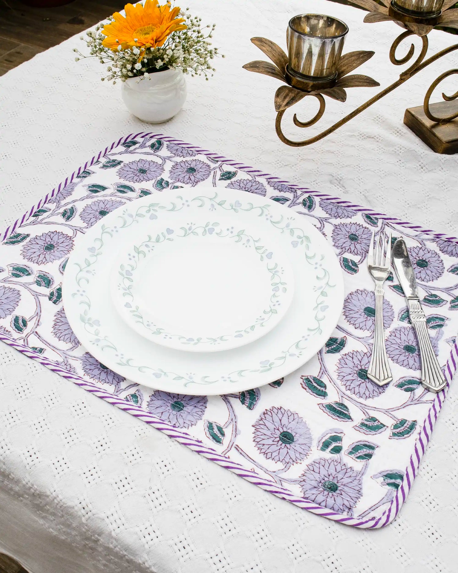 Amethyst Bloom Reversible Placemats (Set of 6) | Singhvis