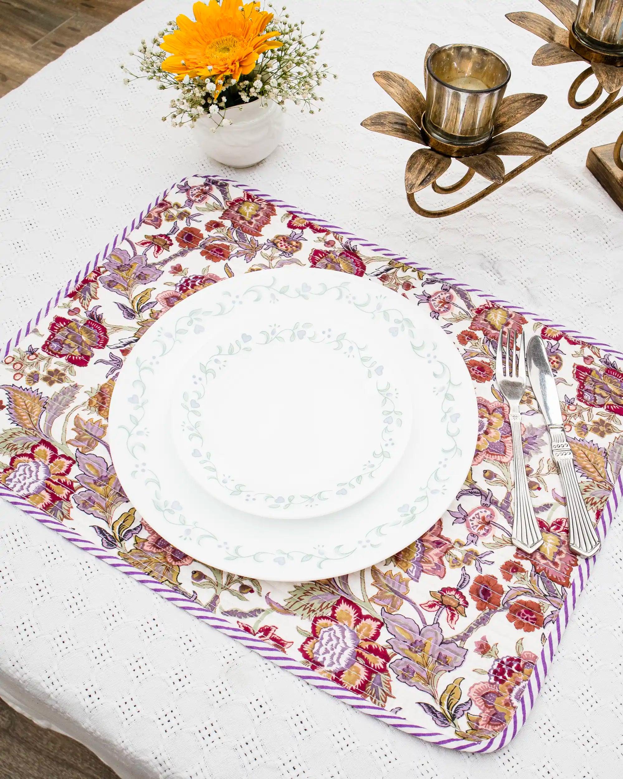 Amethyst Bloom Reversible Placemats (Set of 6) | Singhvis