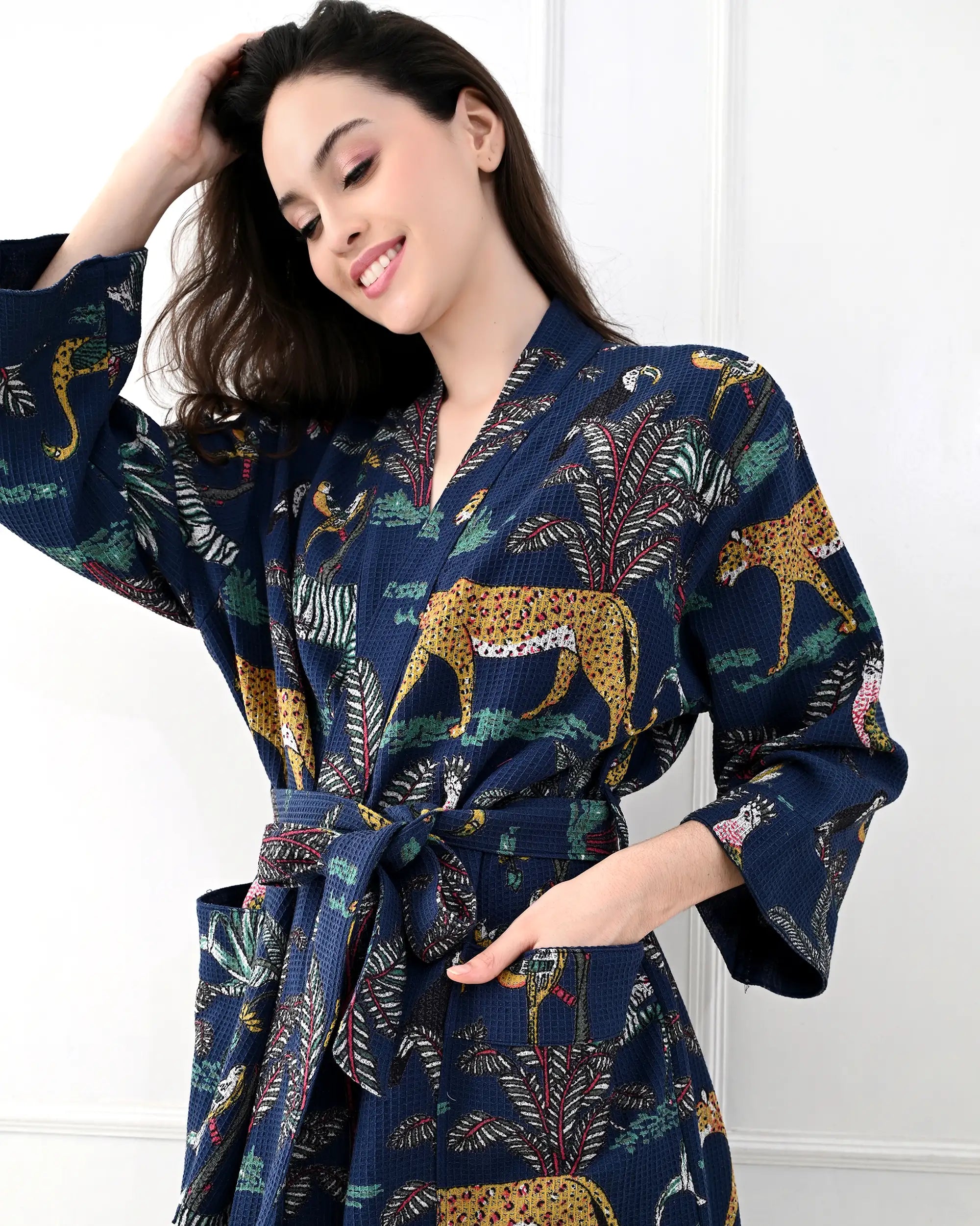 Animal Print Cotton Bathrobe | Singhvis