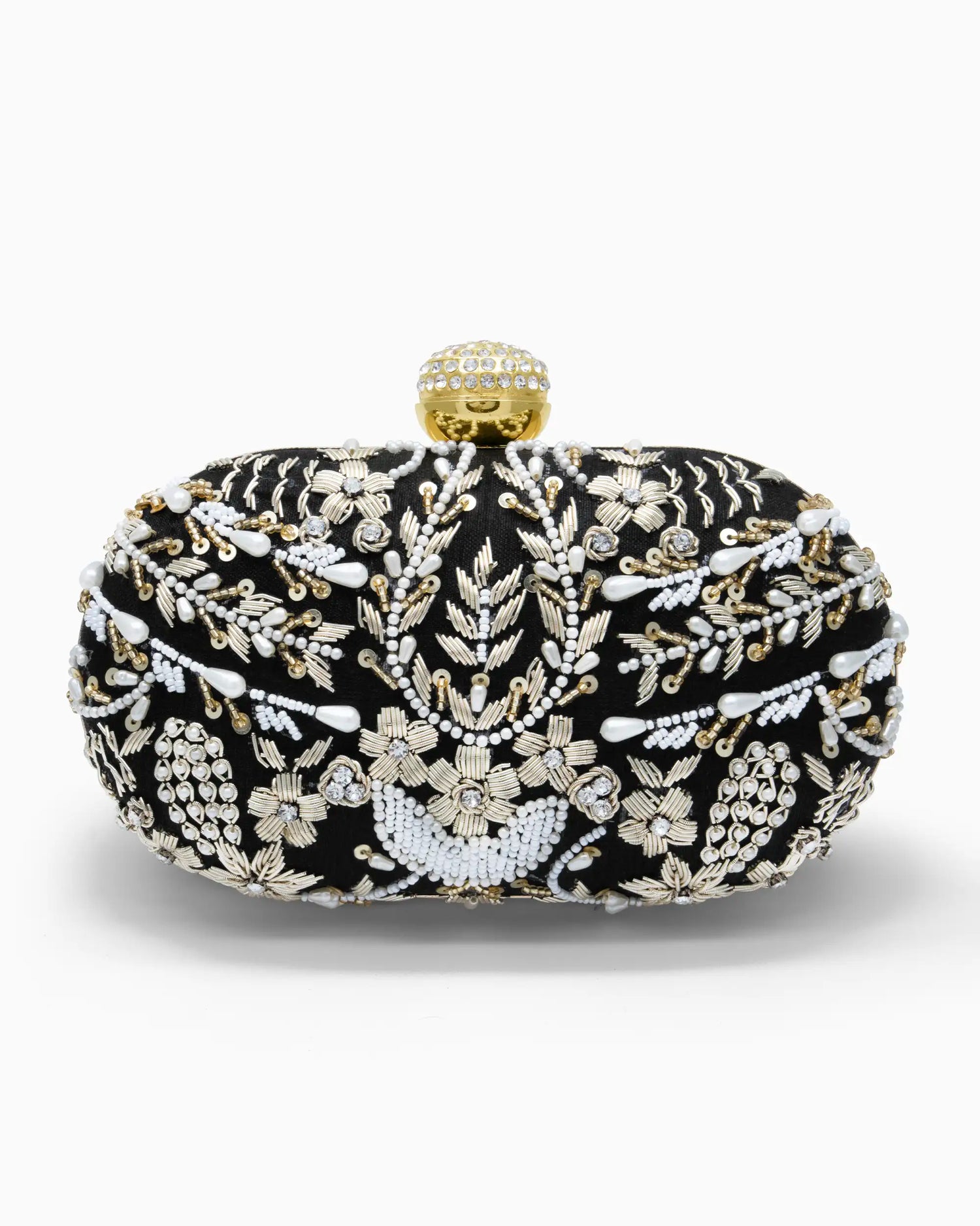 Black Bridal Pearl Evening Clutch - Wedding Embellished Purse | Singhvis