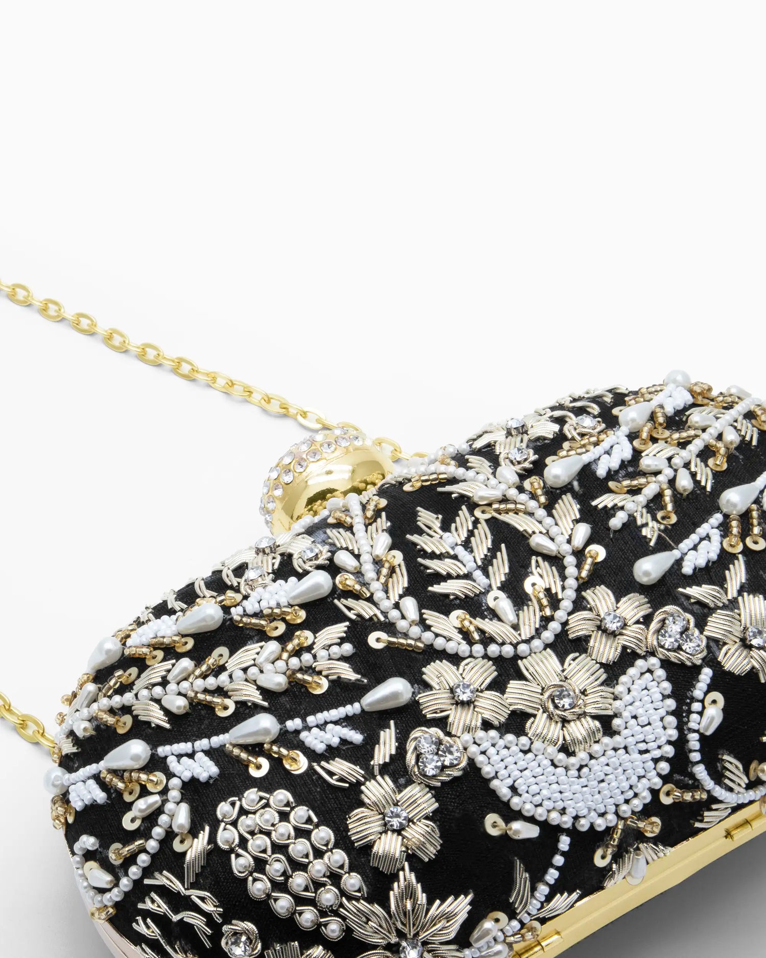 Black Bridal Pearl Evening Clutch - Wedding Embellished Purse | Singhvis