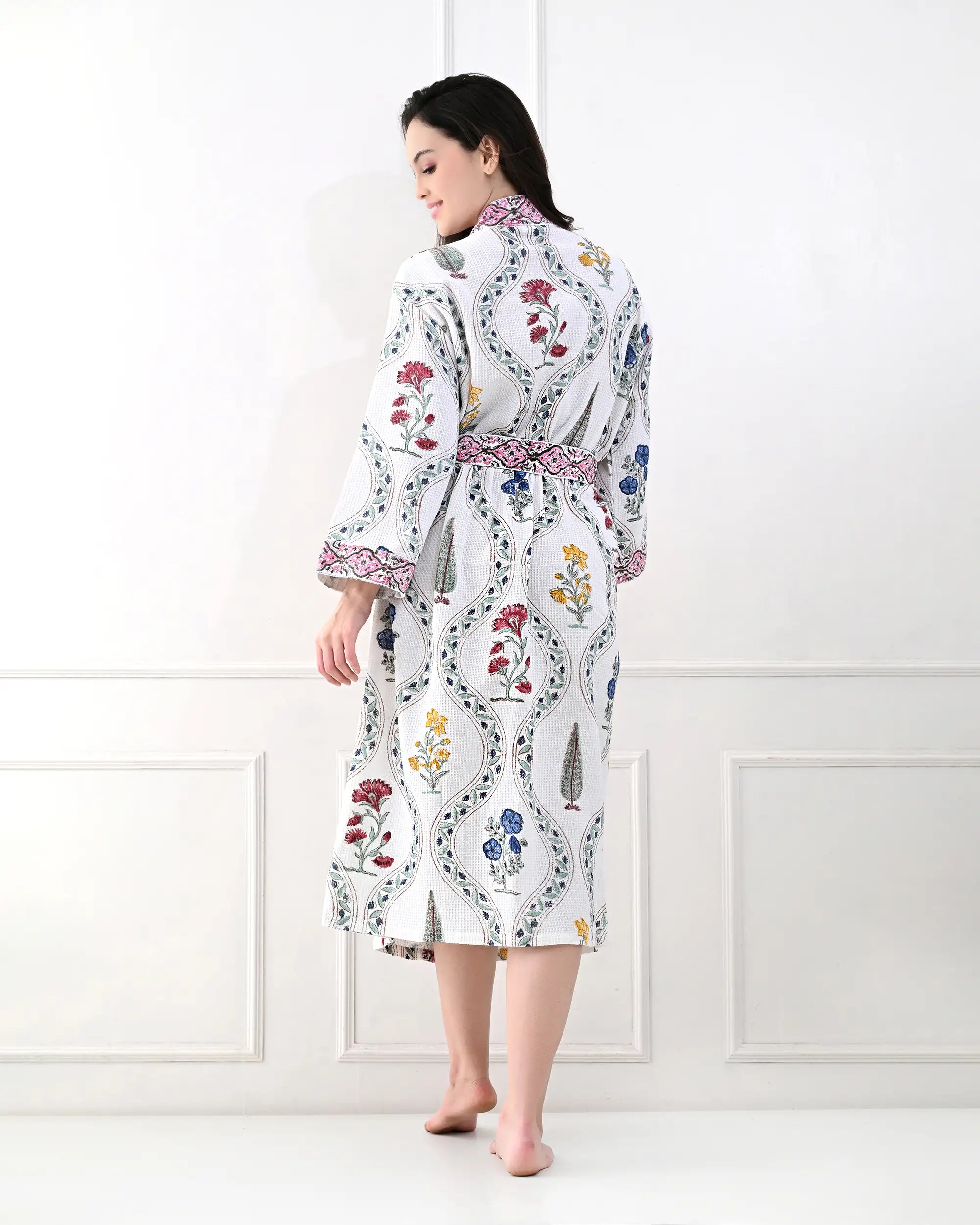 Blossom Floral Print Cotton Bathrobe | Singhvis