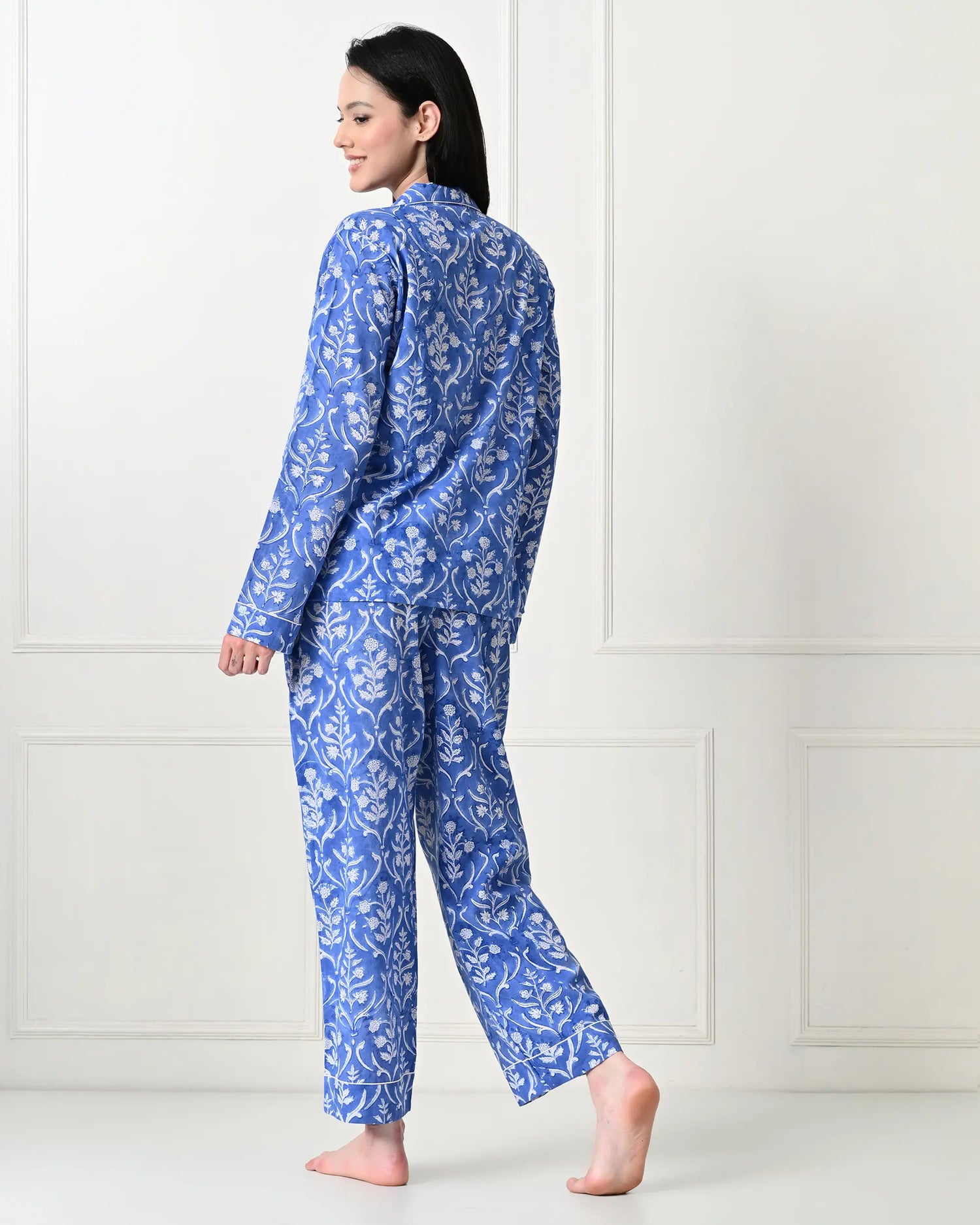 Organic Cotton Blue Petals Pajama Set | Singhvis