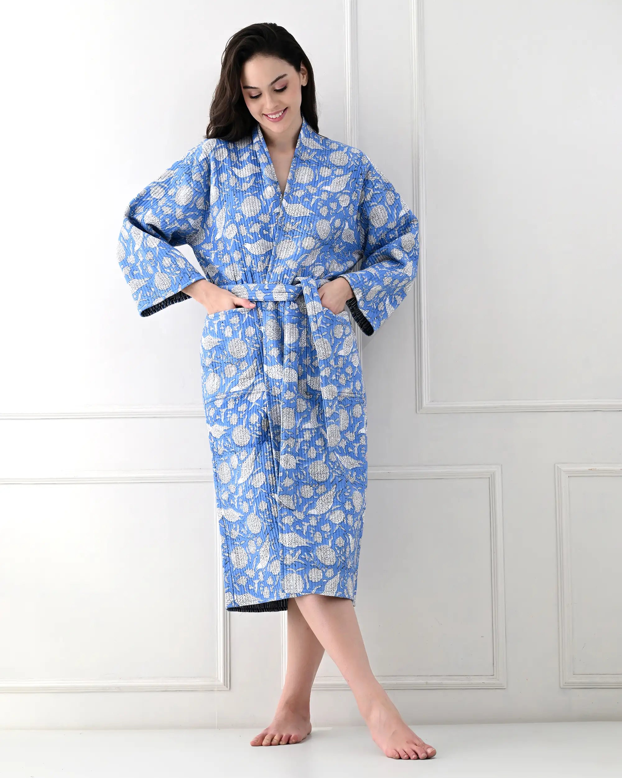 Blue Sky Cotton Bathrobe | Singhvis