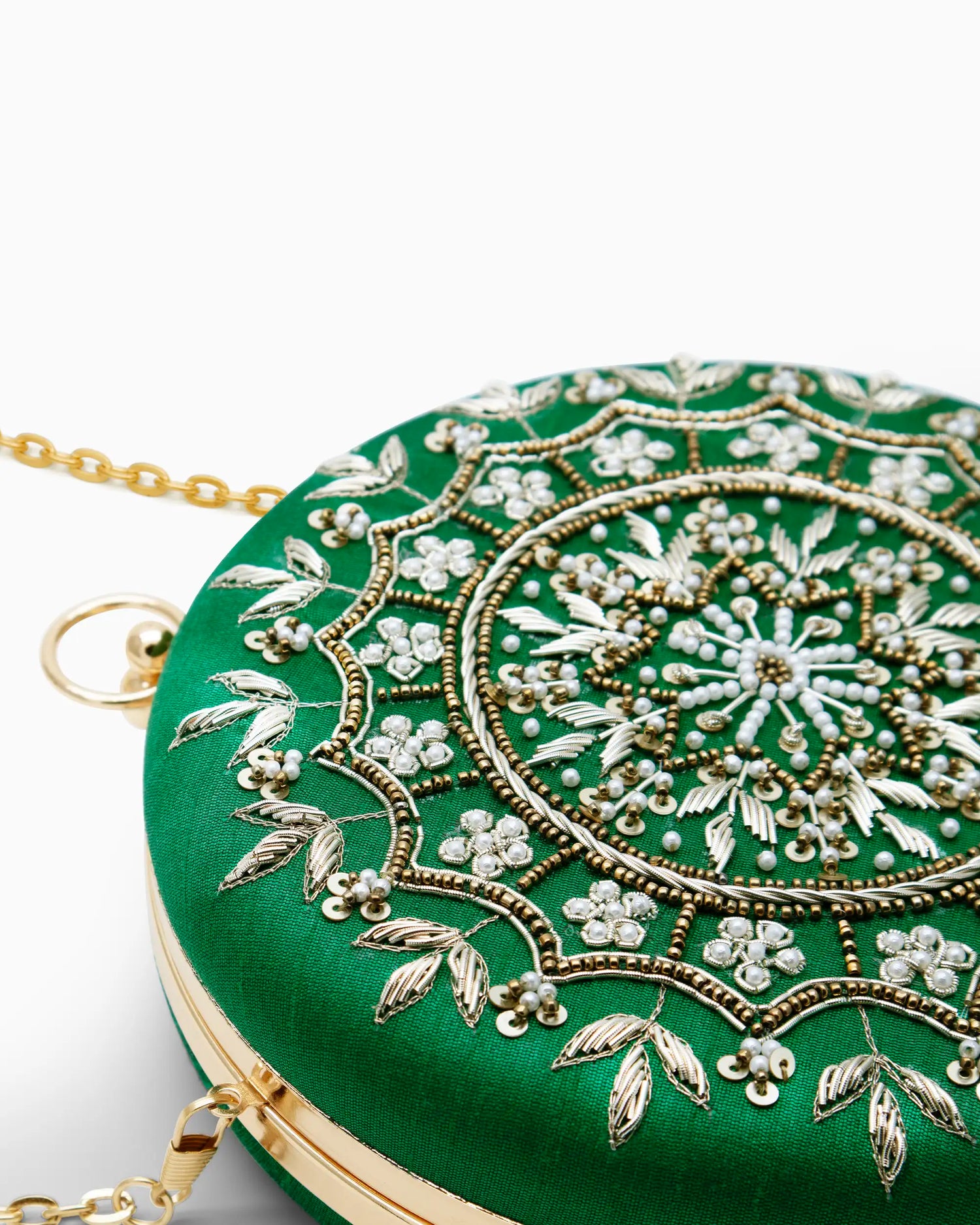 Emerald Maharani Round Evening Clutch | Singhvis