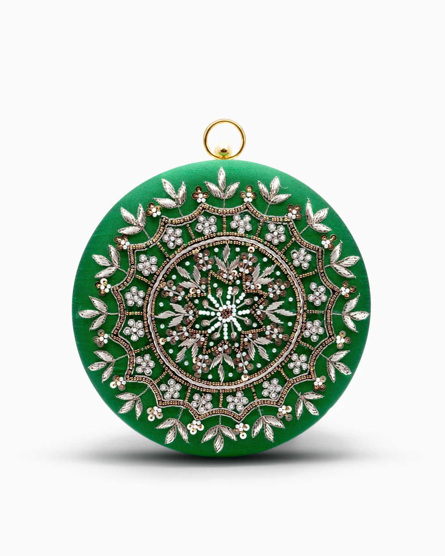 Emerald Maharani Round Evening Clutch | Singhvis