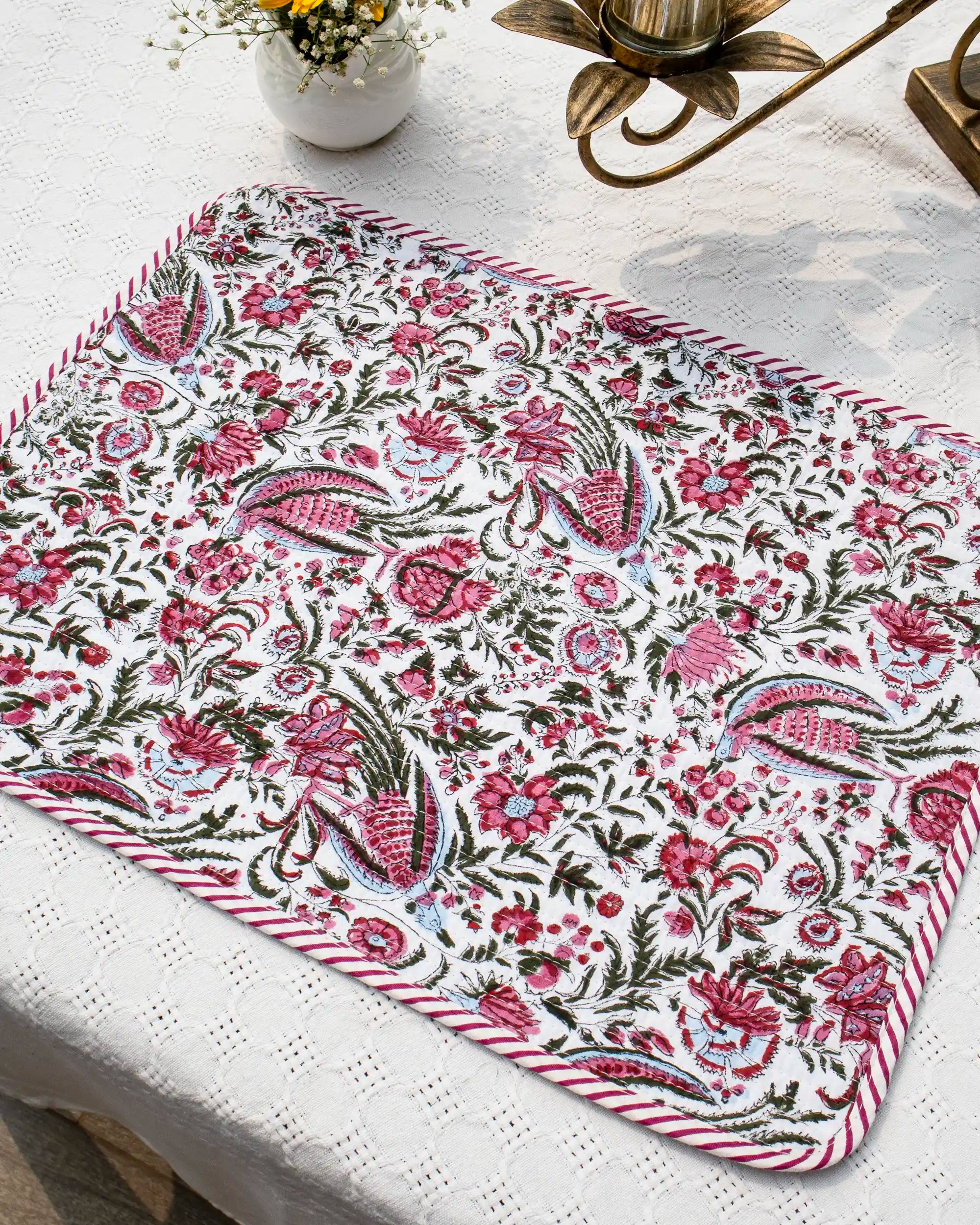 Flamingo Floral Reversible Placemats (Set of 6) | Singhvis