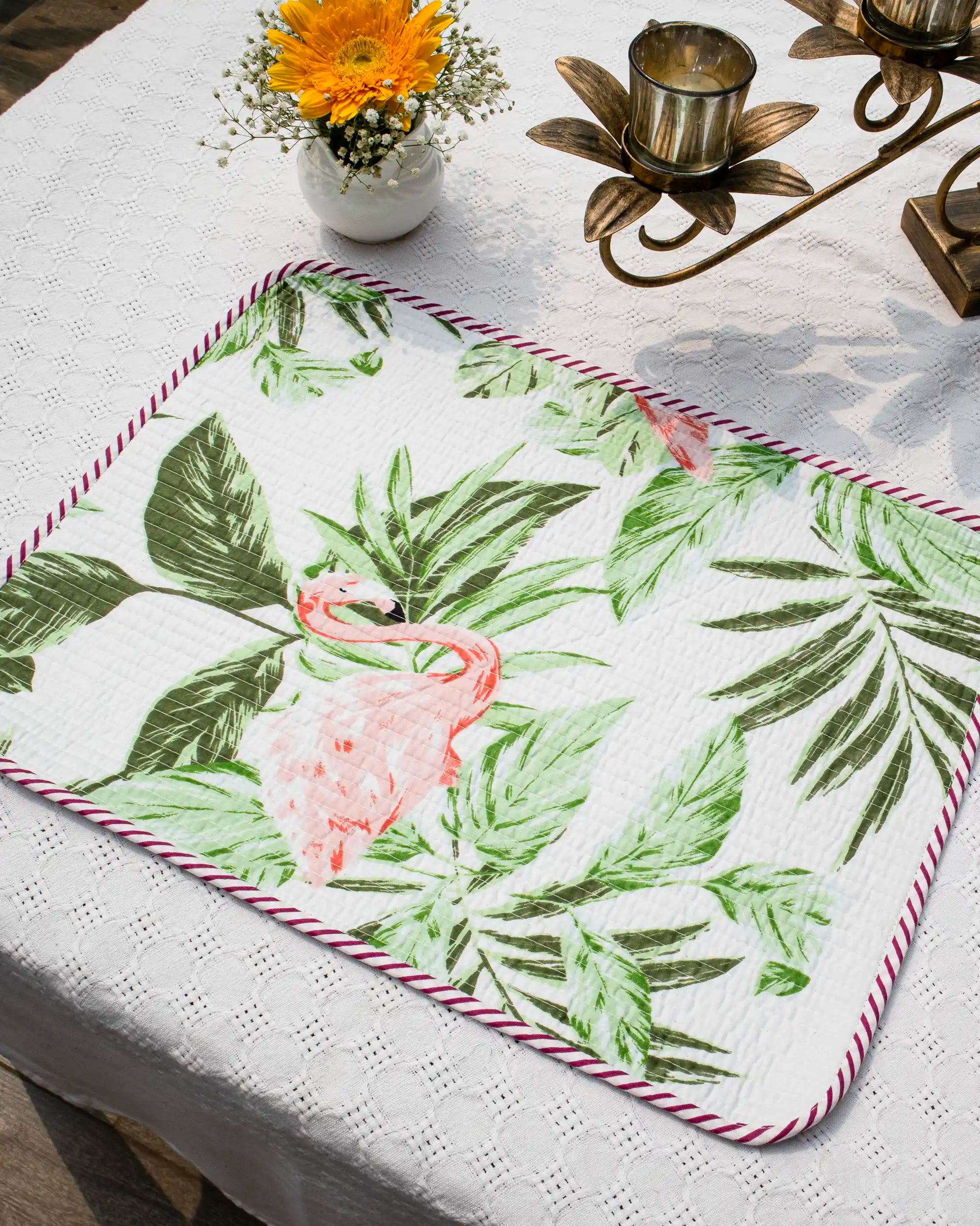 Flamingo Floral Reversible Placemats (Set of 6) | Singhvis