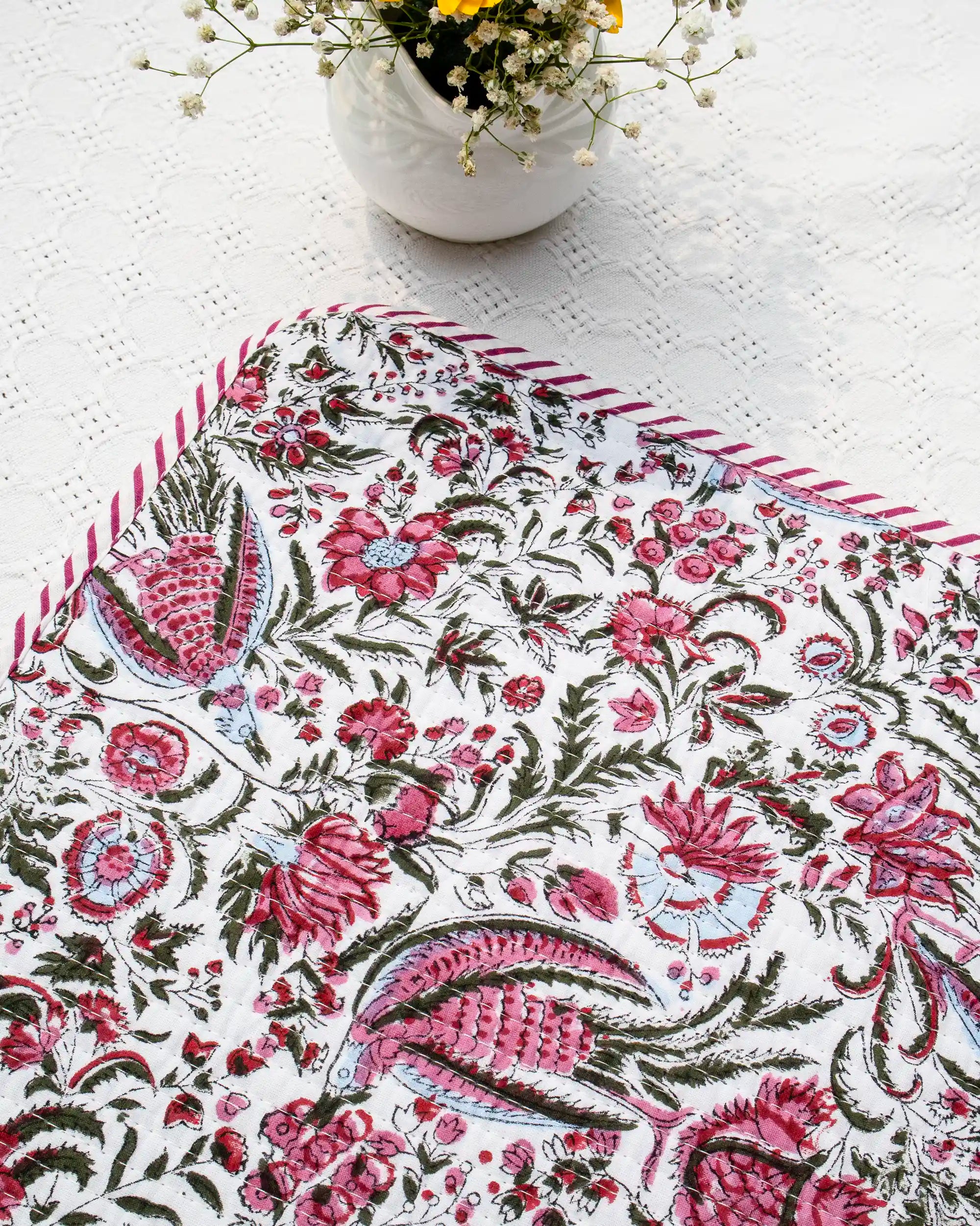 Flamingo Floral Reversible Placemats (Set of 6) | Singhvis