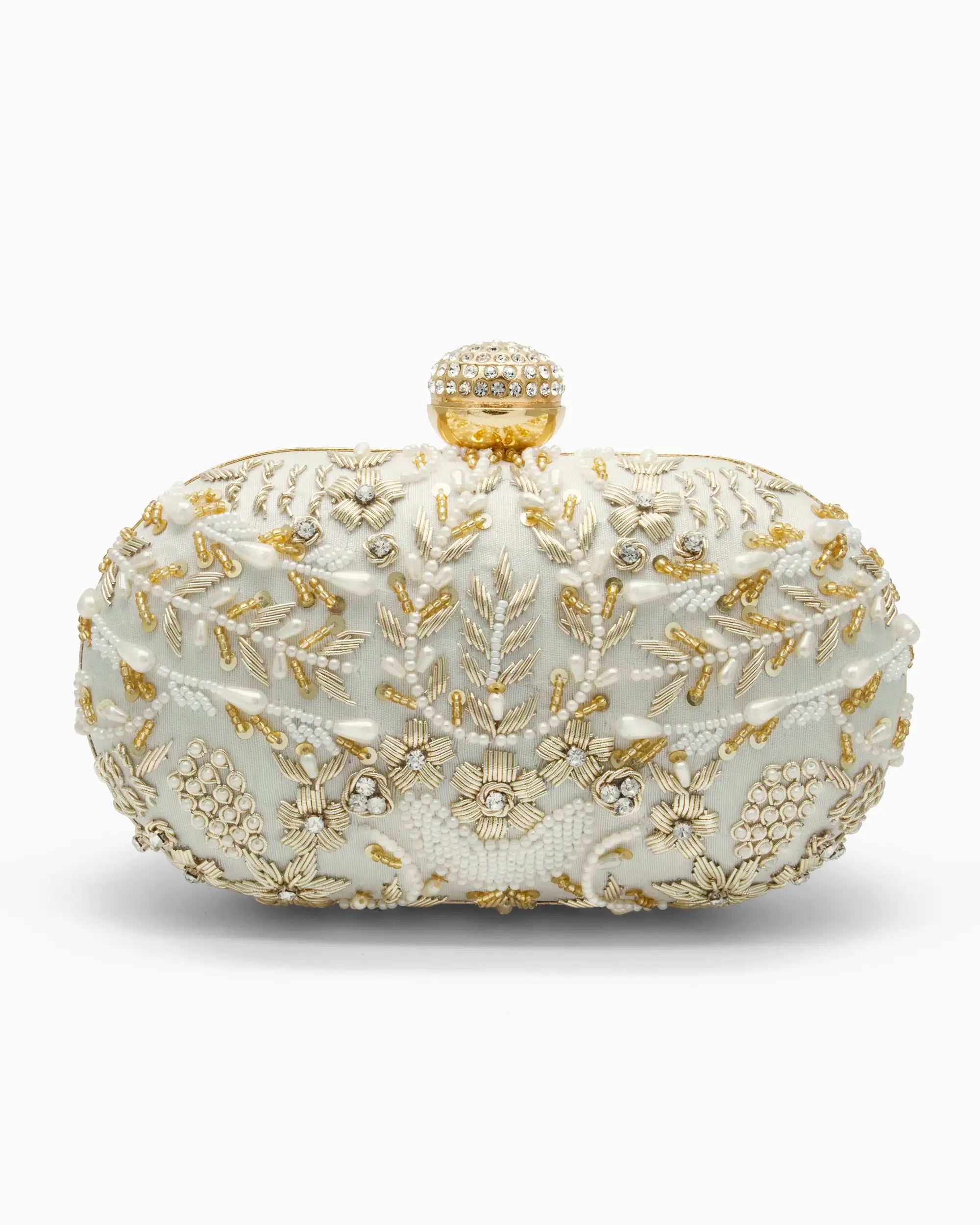 Ivory Bridal Pearl Evening Clutch - Wedding Embellished Purse | Singhvis