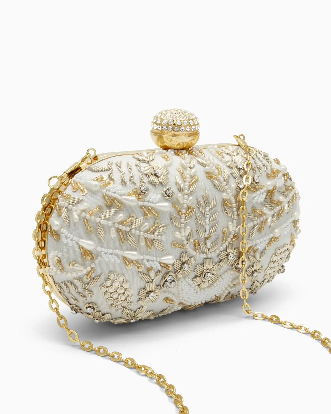 Ivory Bridal Pearl Evening Clutch - Wedding Embellished Purse | Singhvis