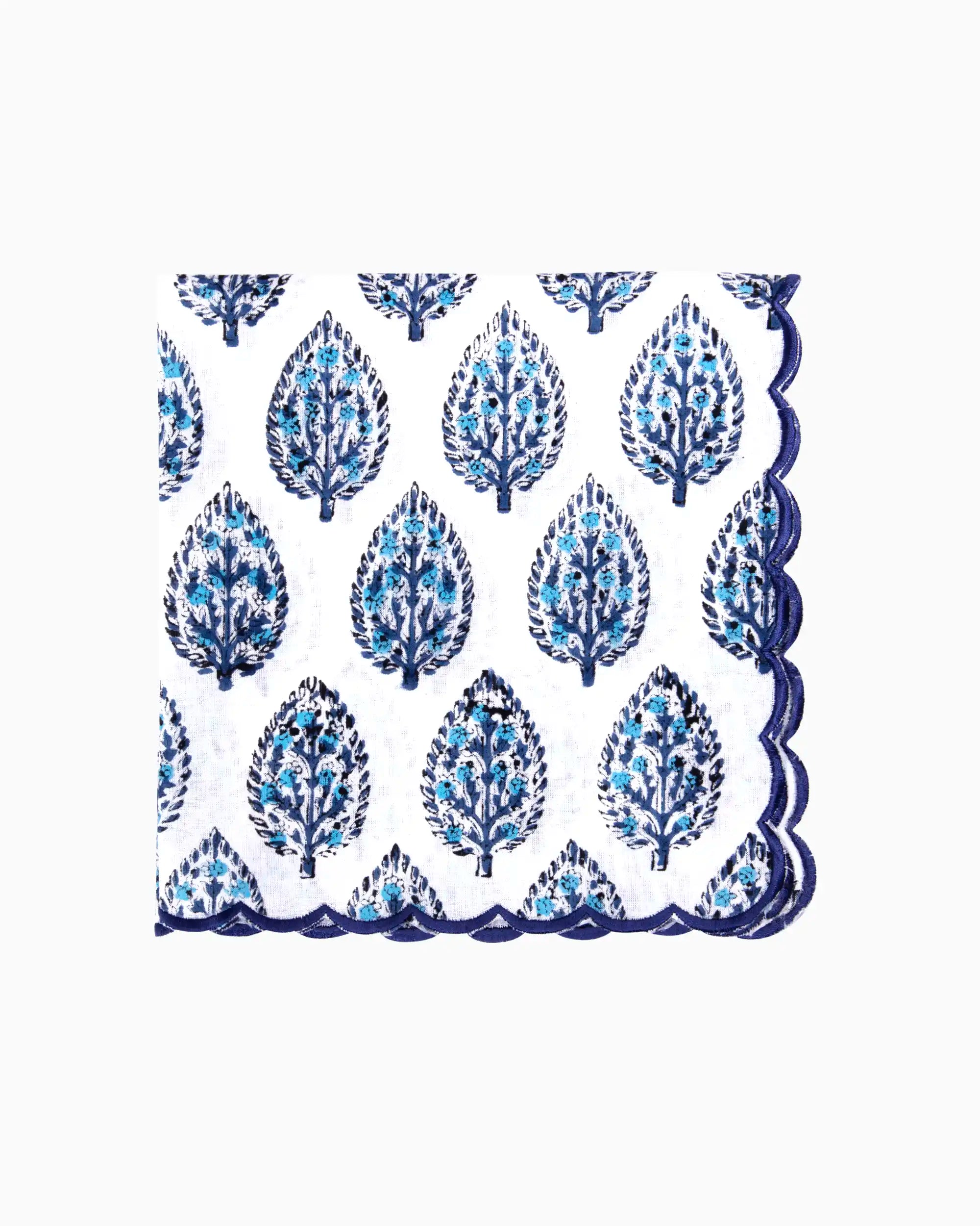 Ivory & Indigo Petal Napkin Set (Choose 4 or 6) | Singhvis