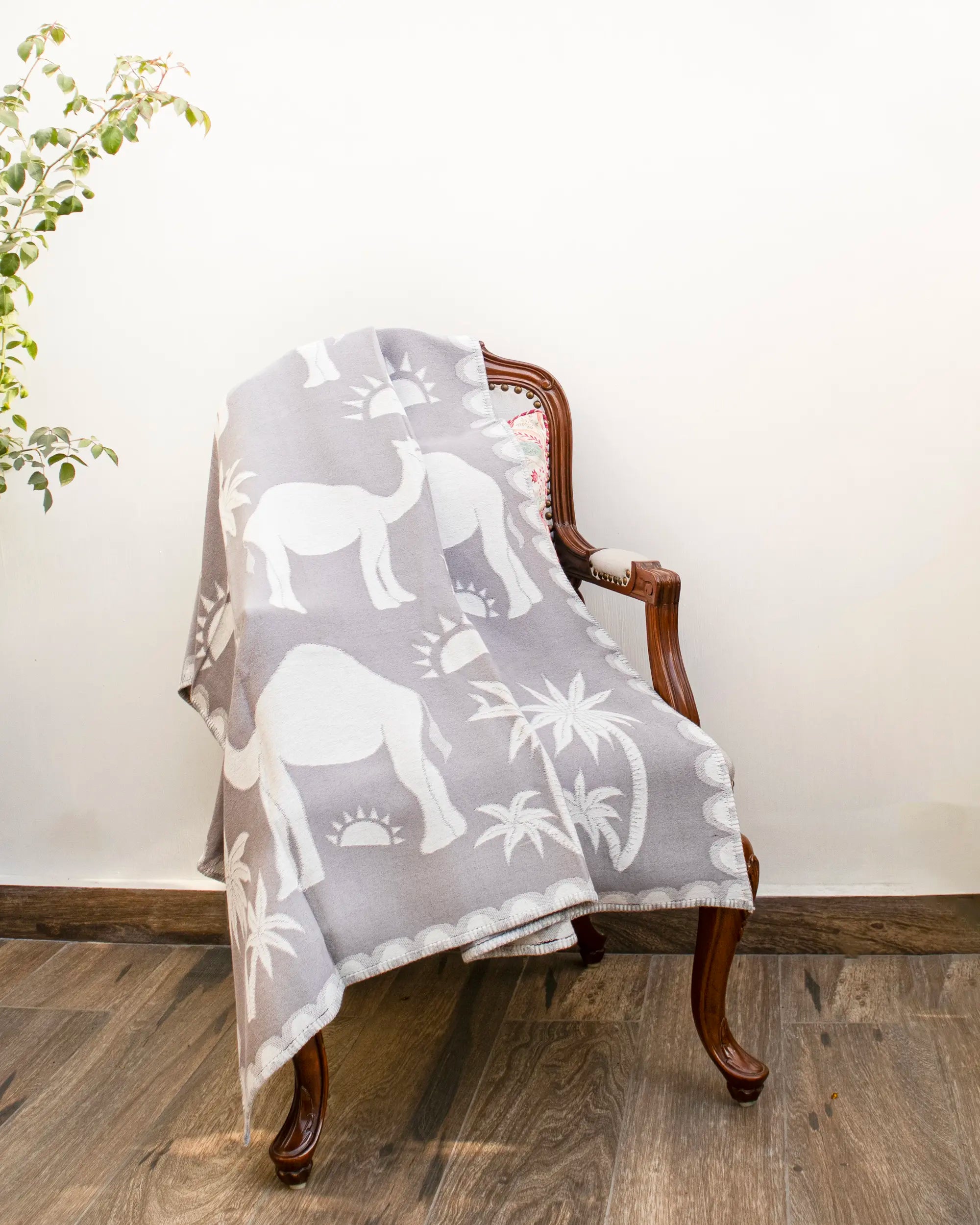 Misty Camel Cotton & Wool Throw