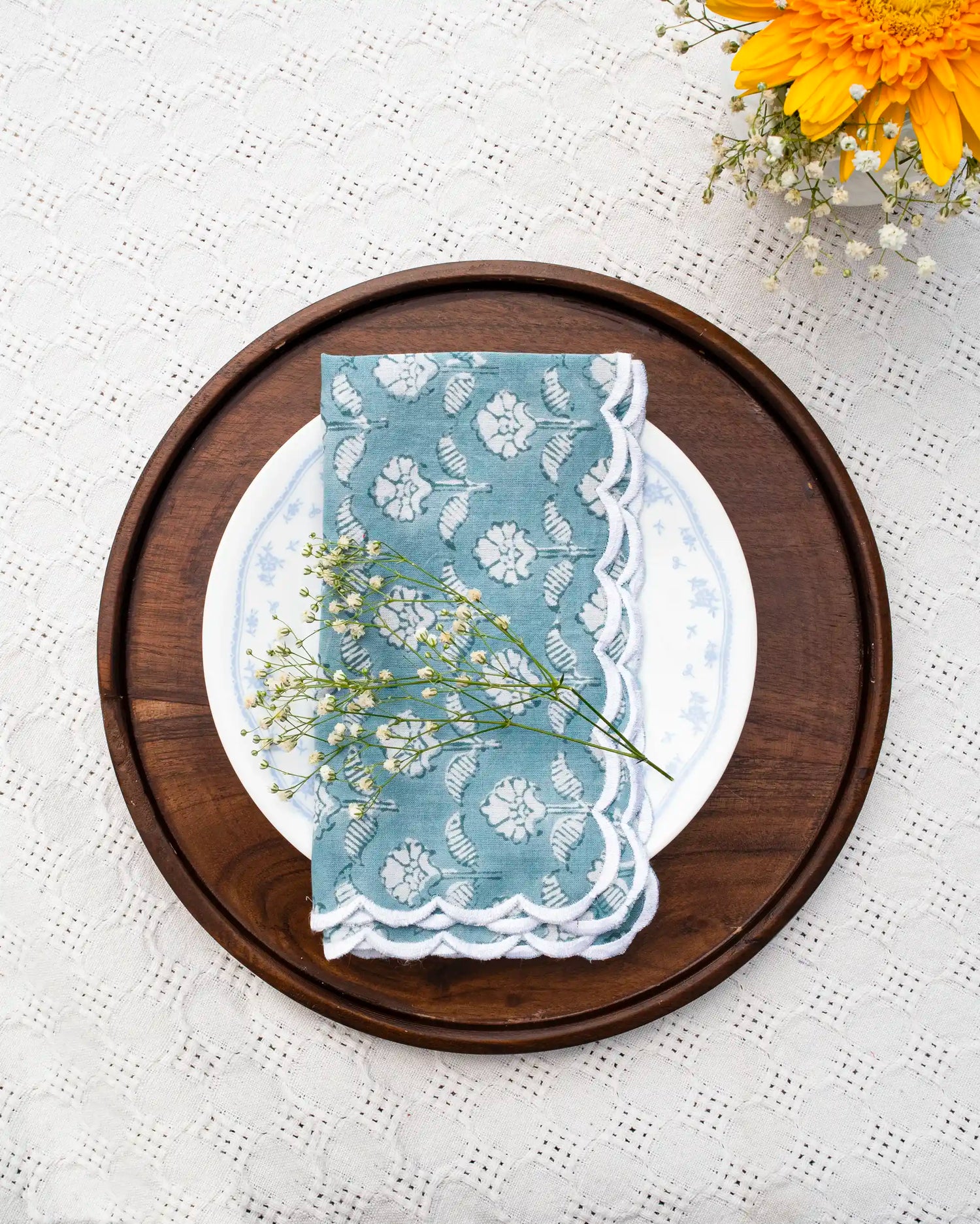 Moonlit Blue Napkin Set (Choose 4 or 6) | Singhvis