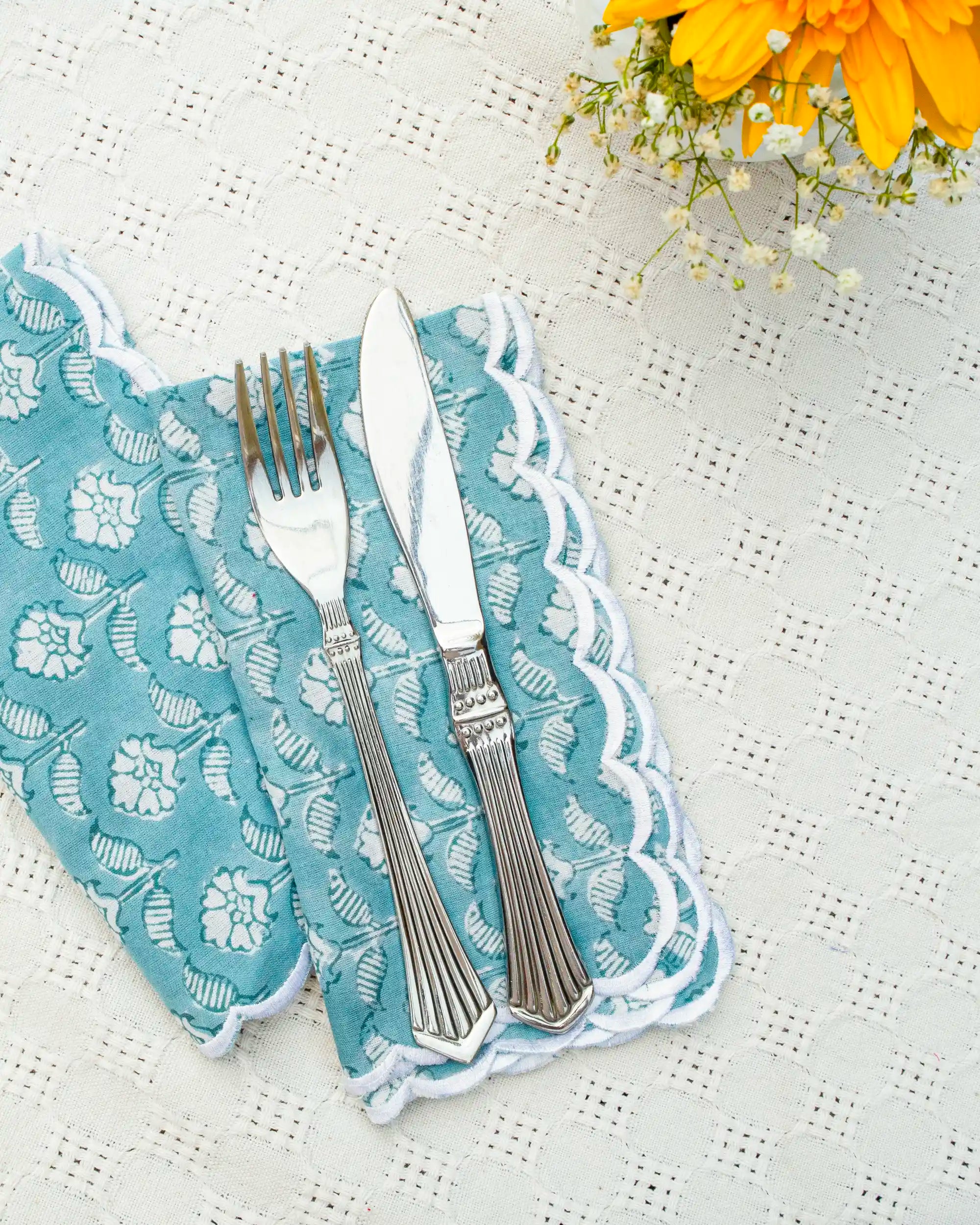 Moonlit Blue Napkin Set (Choose 4 or 6) | Singhvis