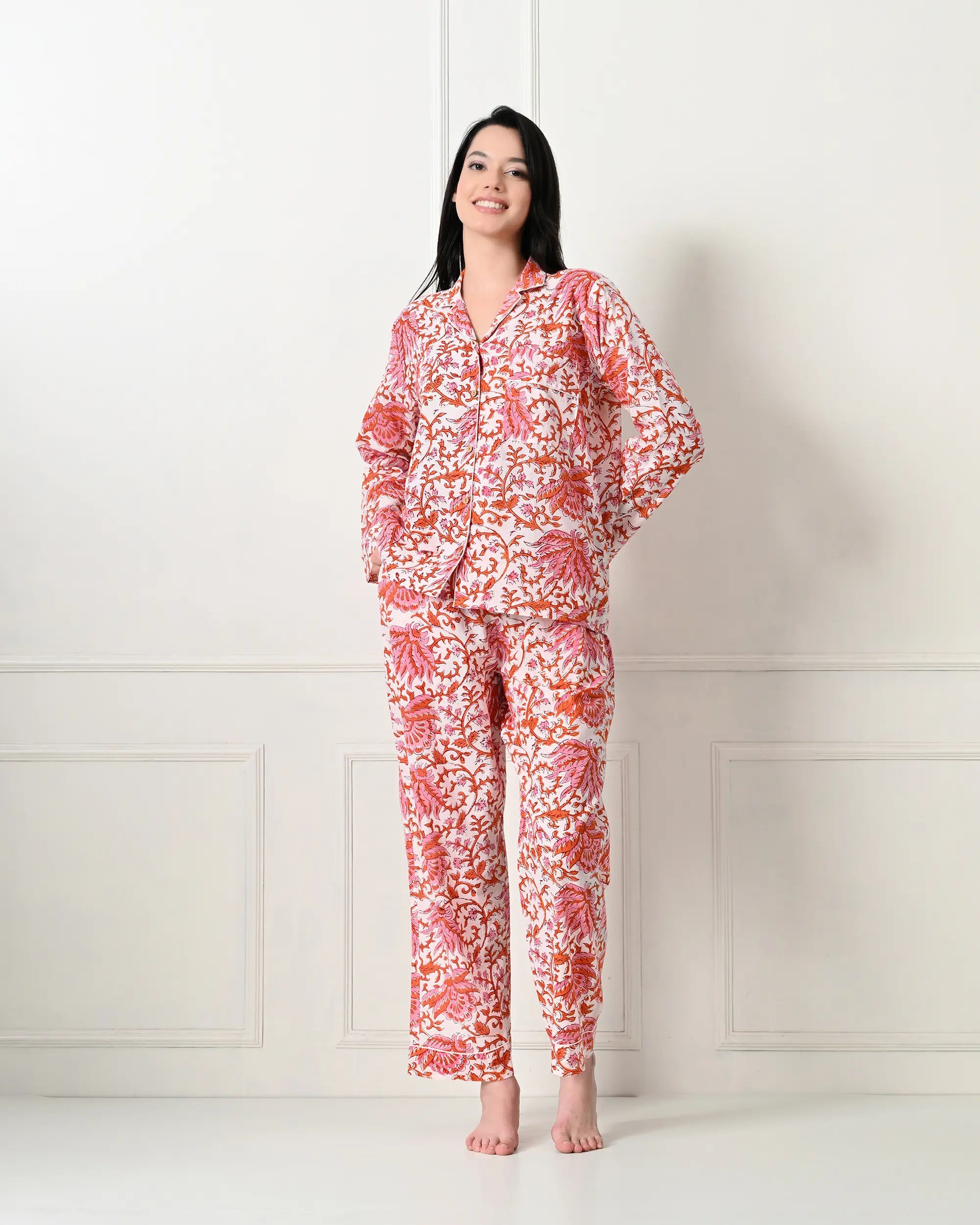 Organic Cotton Orange Zest Floral Pajama Set | Singhvis