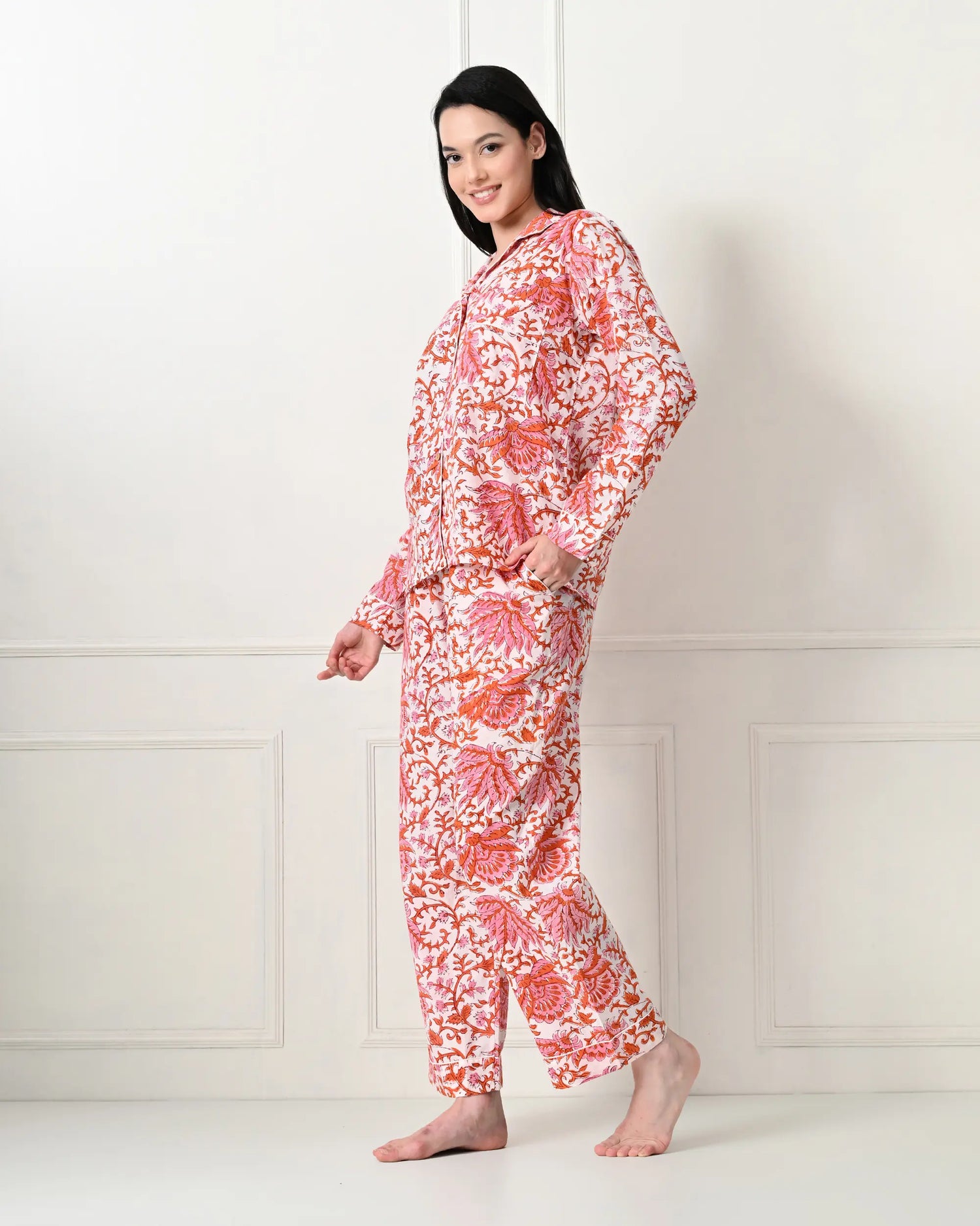 Organic Cotton Orange Zest Floral Pajama Set | Singhvis