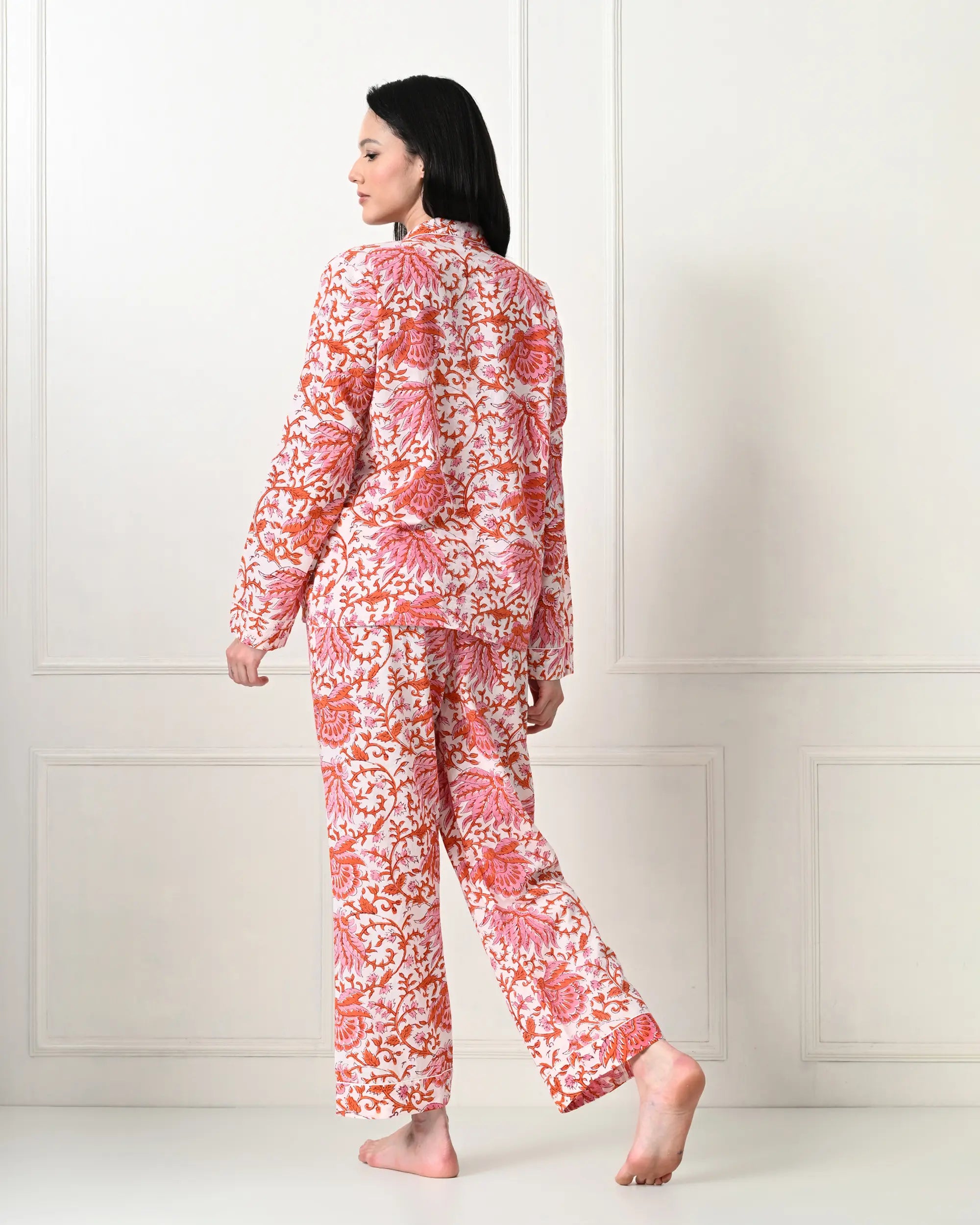 Organic Cotton Orange Zest Floral Pajama Set | Singhvis