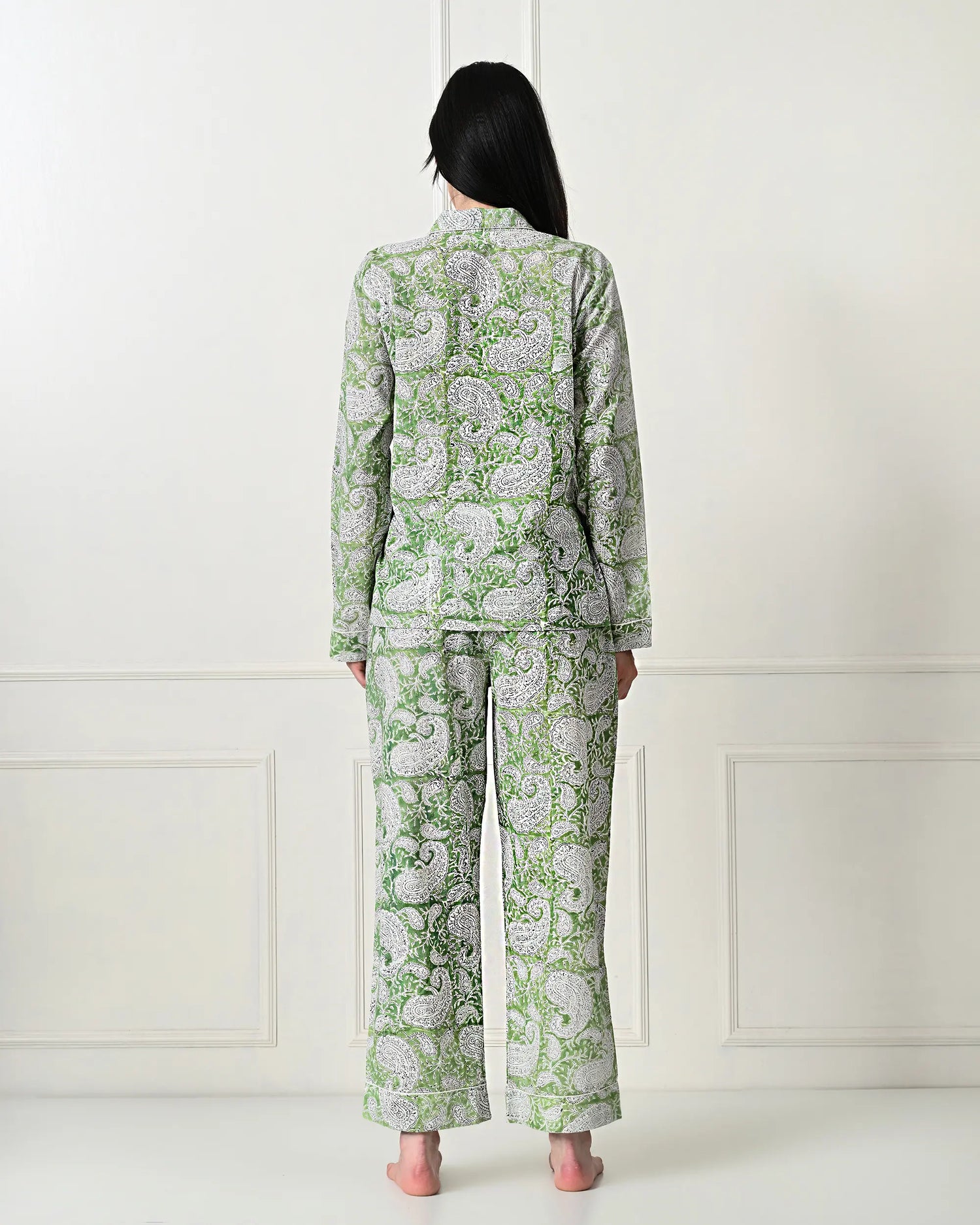 Organic Cotton Paisley Green Pajama Set | Singhvis