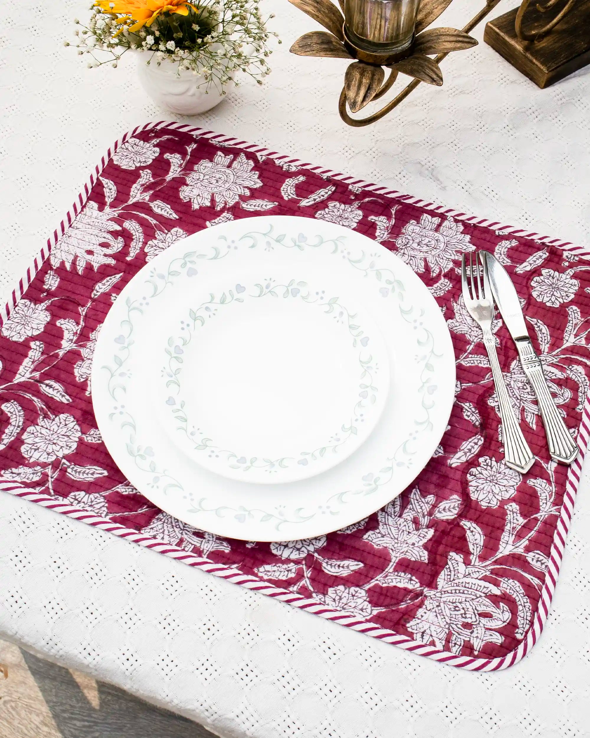 Pink Berry Reversible Placemats (Set of 6) | Singhvis