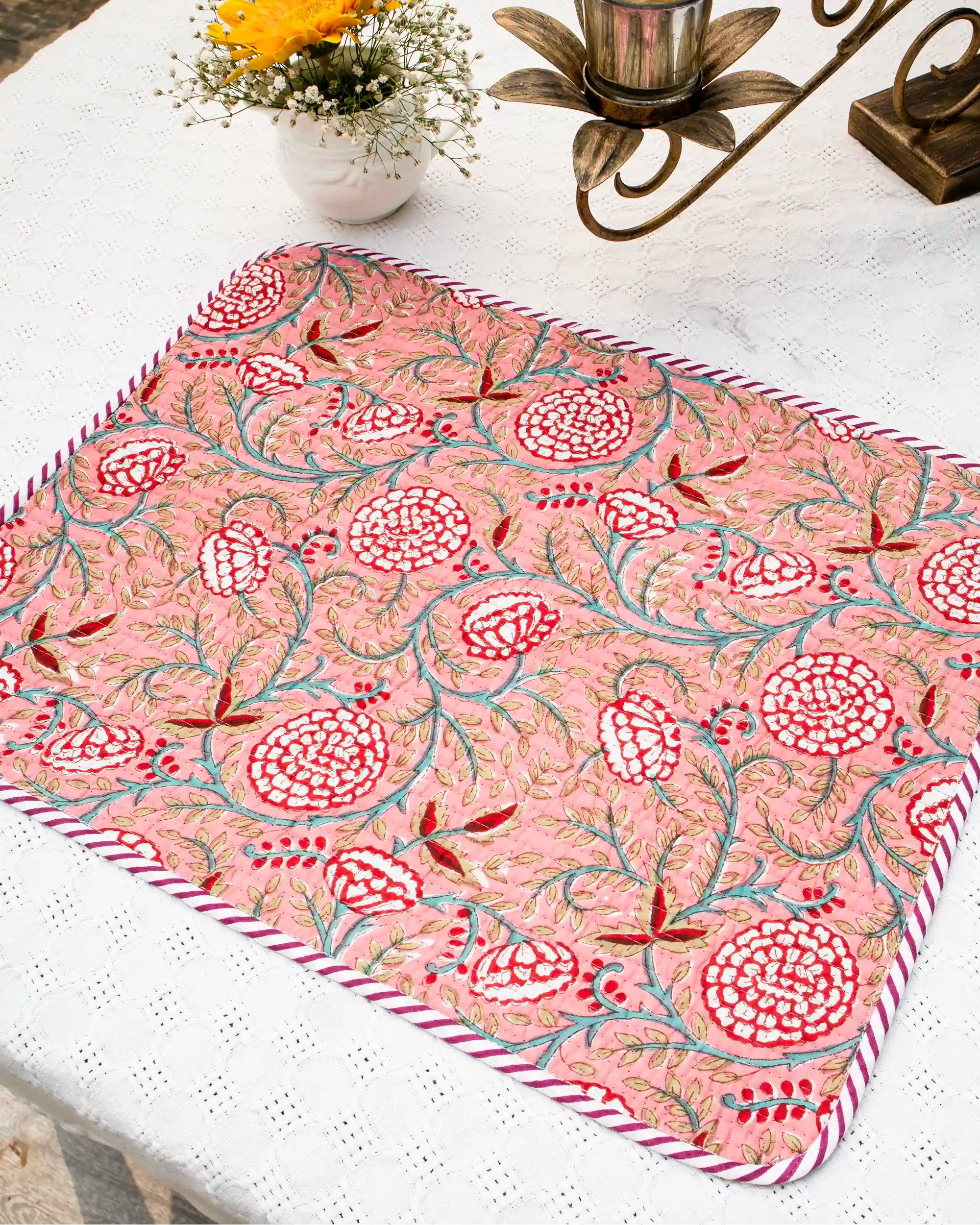 Pink Berry Reversible Placemats (Set of 6) | Singhvis