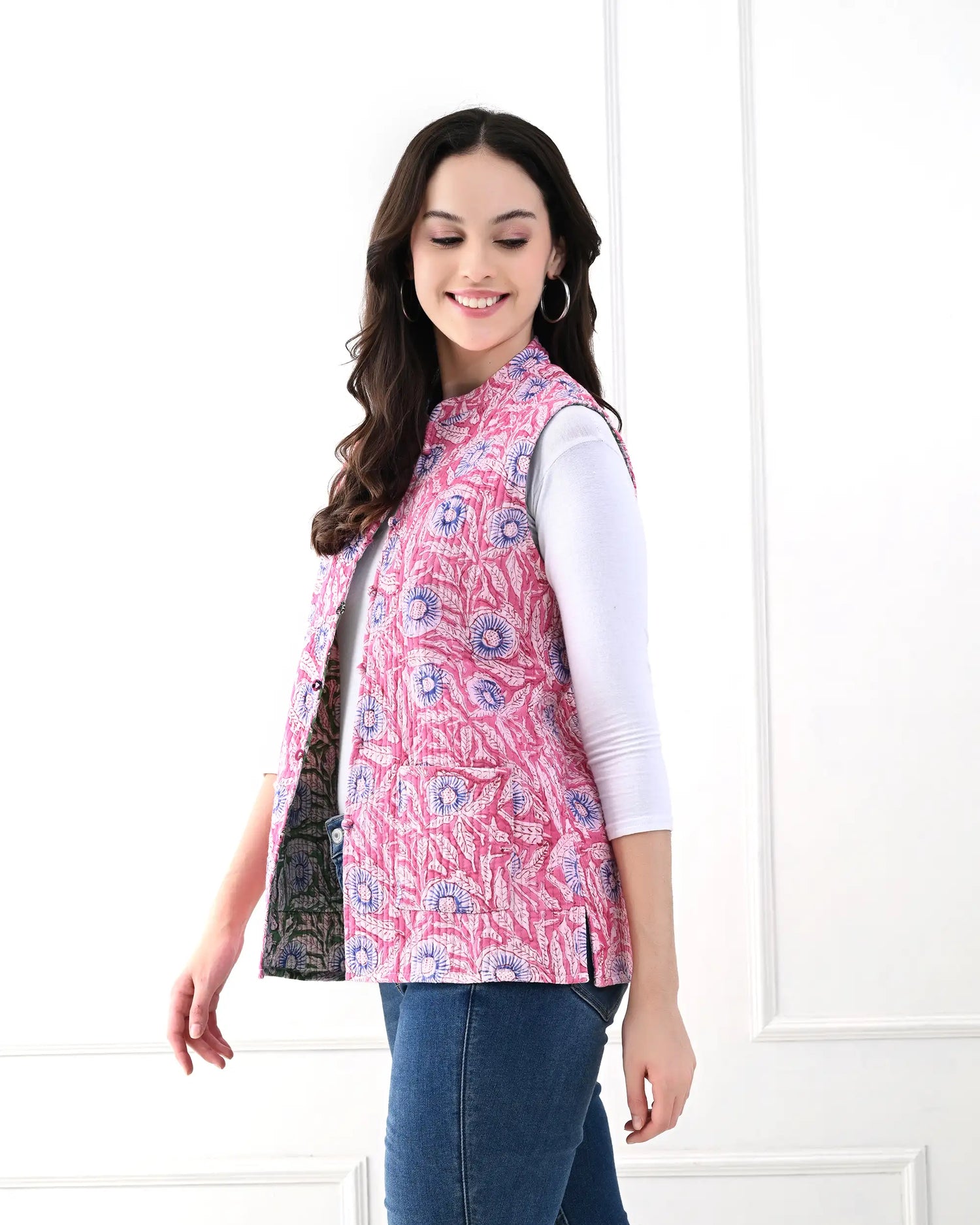 Pink Bubble Floral Quilted Jacket | Singhvis