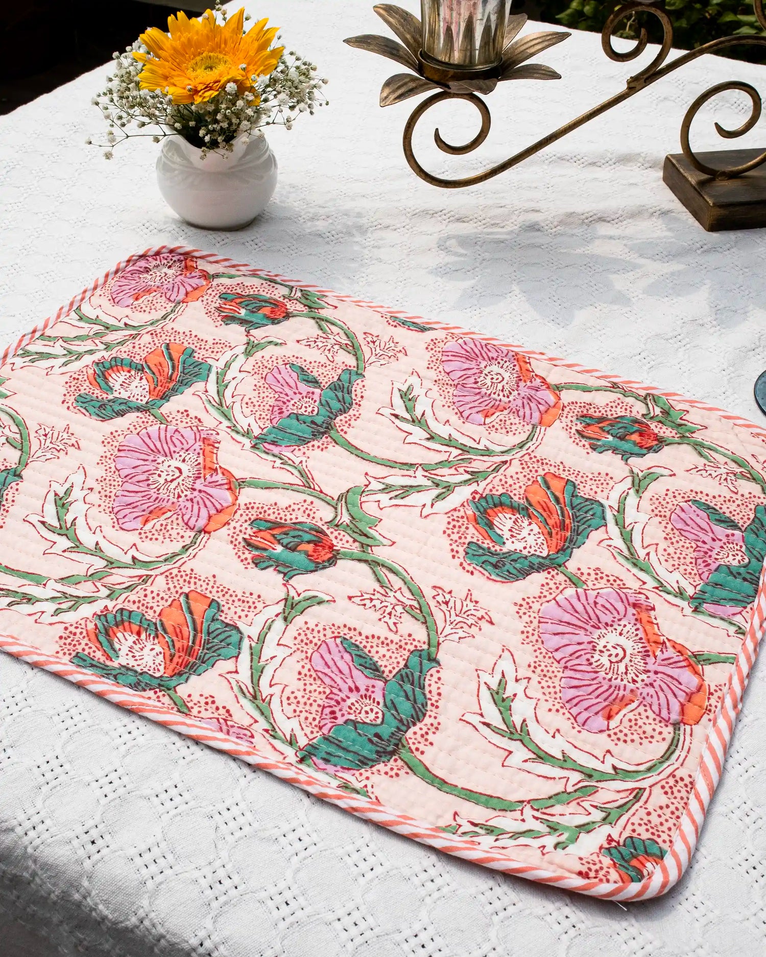 Pink Paradise Reversible Placemat Set (Choose 4 or 6) | Singhvis