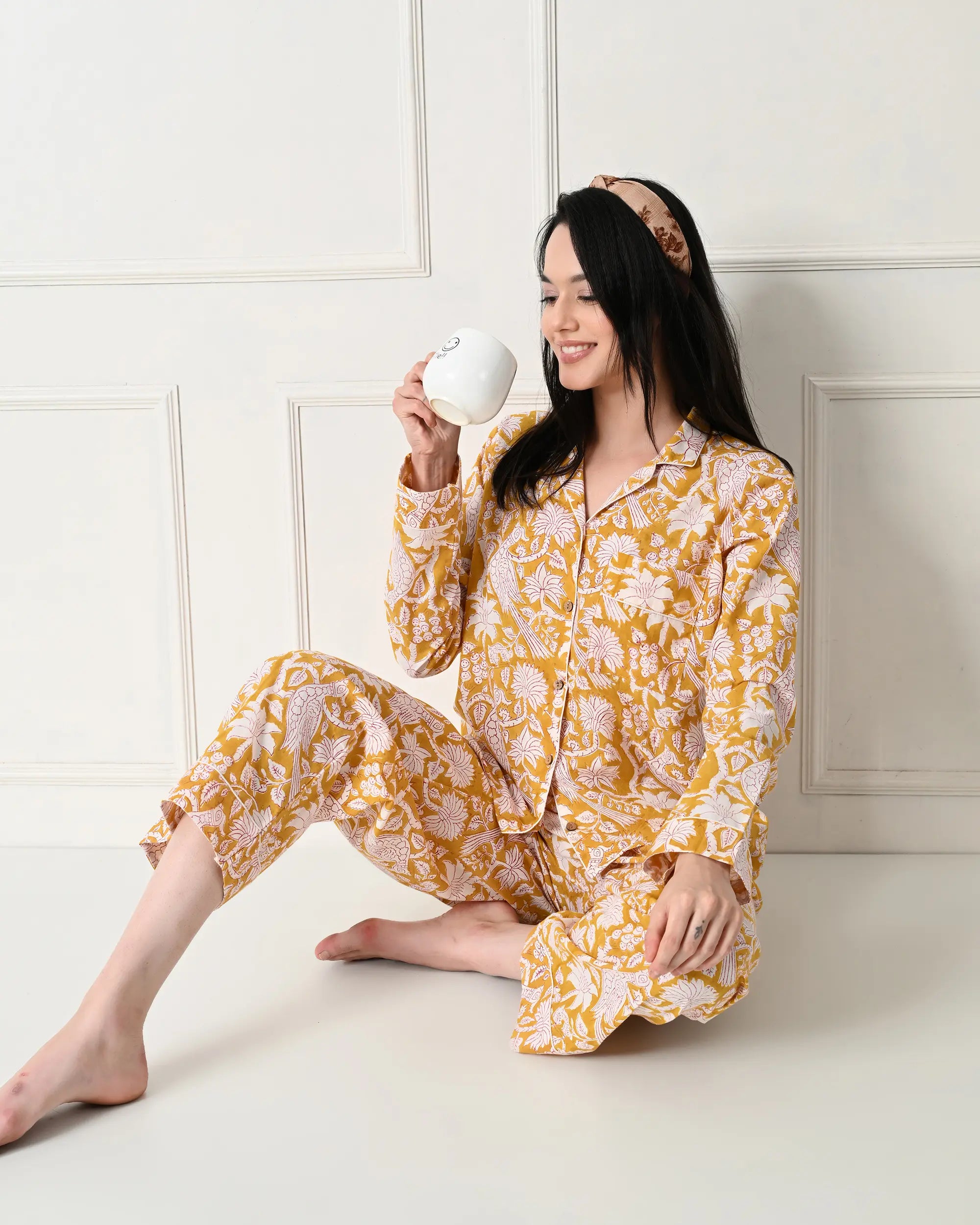 Organic Cotton Sunlit Yellow Pajama Set | Singhvis