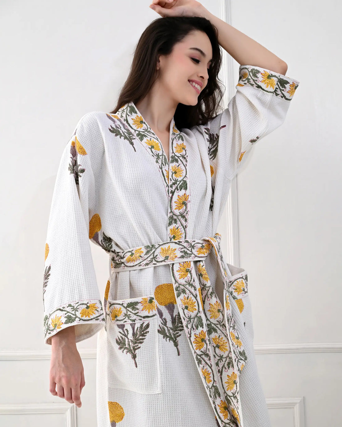 Sunshine Yellow Cotton Bathrobe | Singhvis