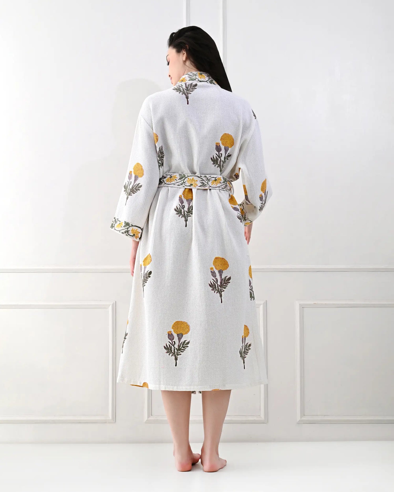 Sunshine Yellow Cotton Bathrobe | Singhvis