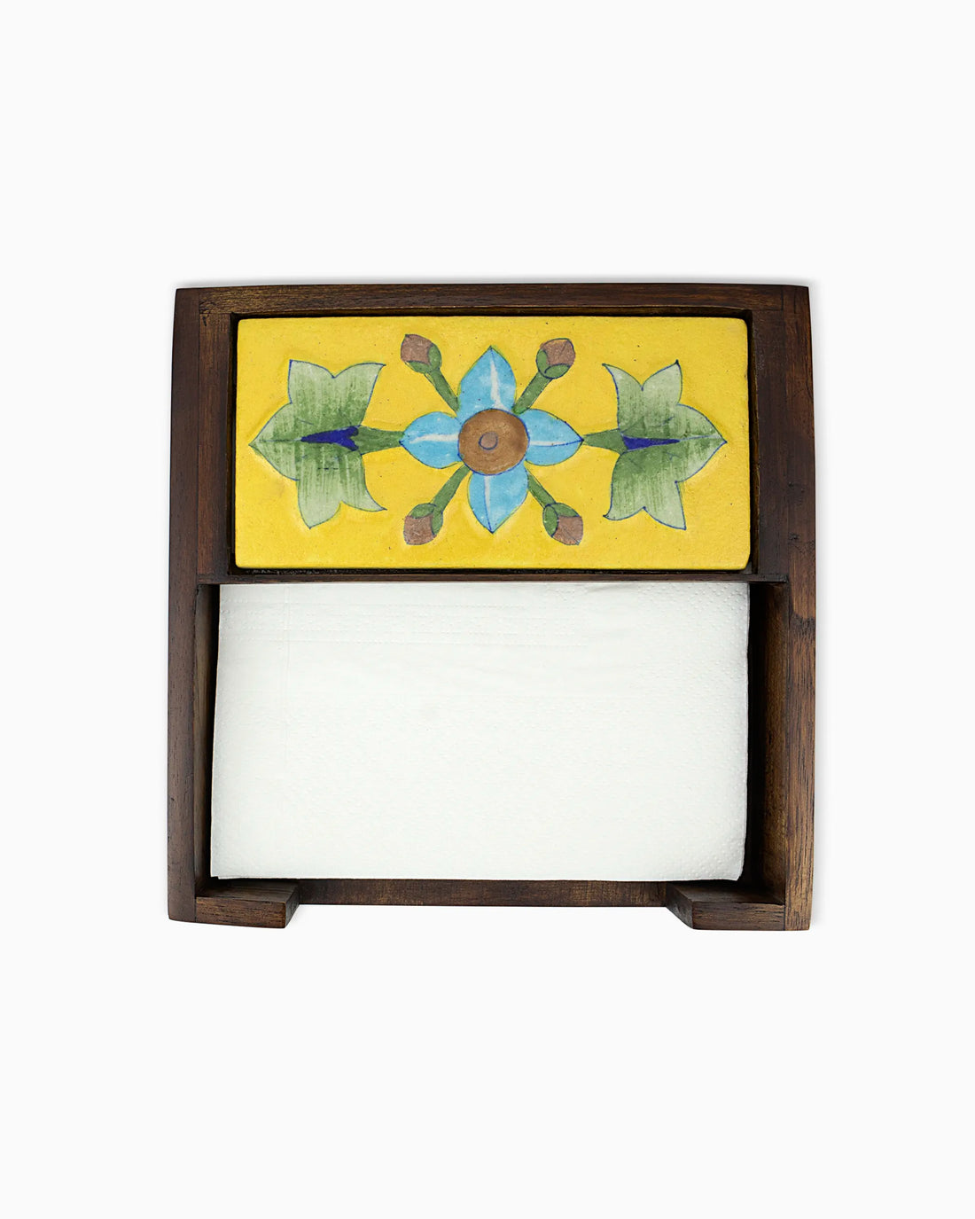 Wooden Napkin Holder with Ceramic Tile