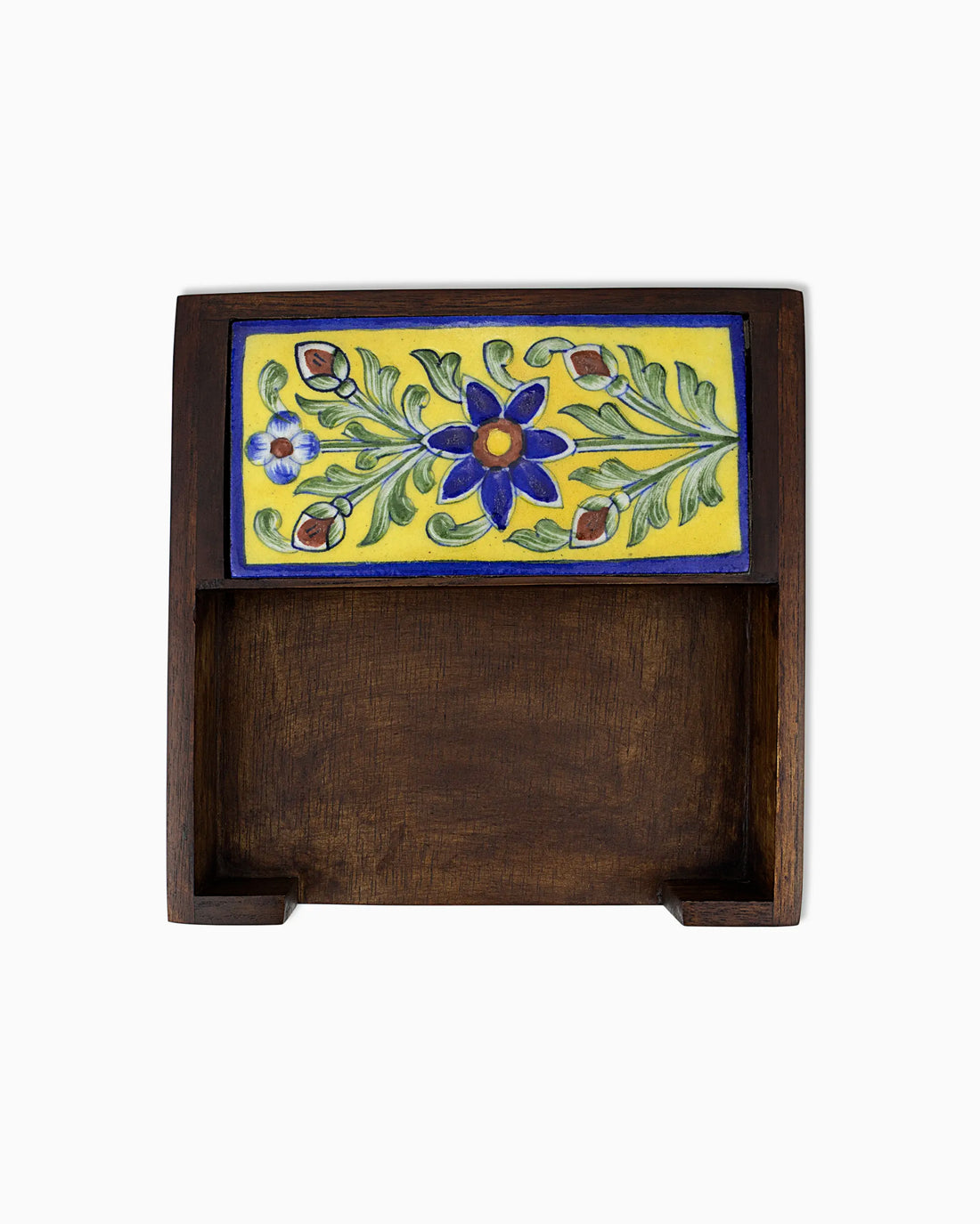 Wooden Napkin Holder with Ceramic Tile