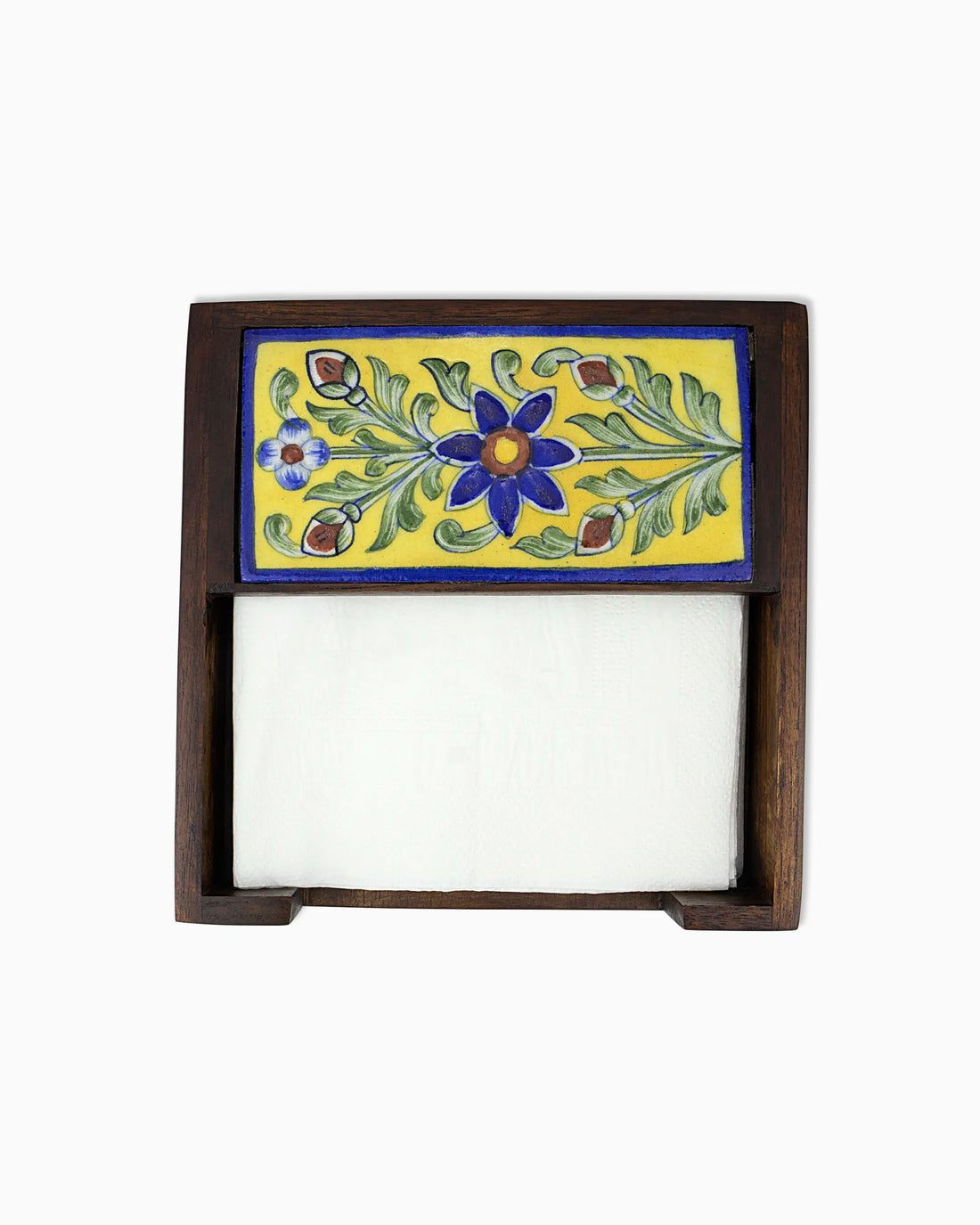 Wooden Napkin Holder with Ceramic Tile