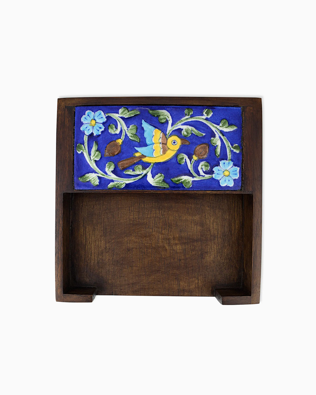 Wooden Napkin Holder with Ceramic Tile