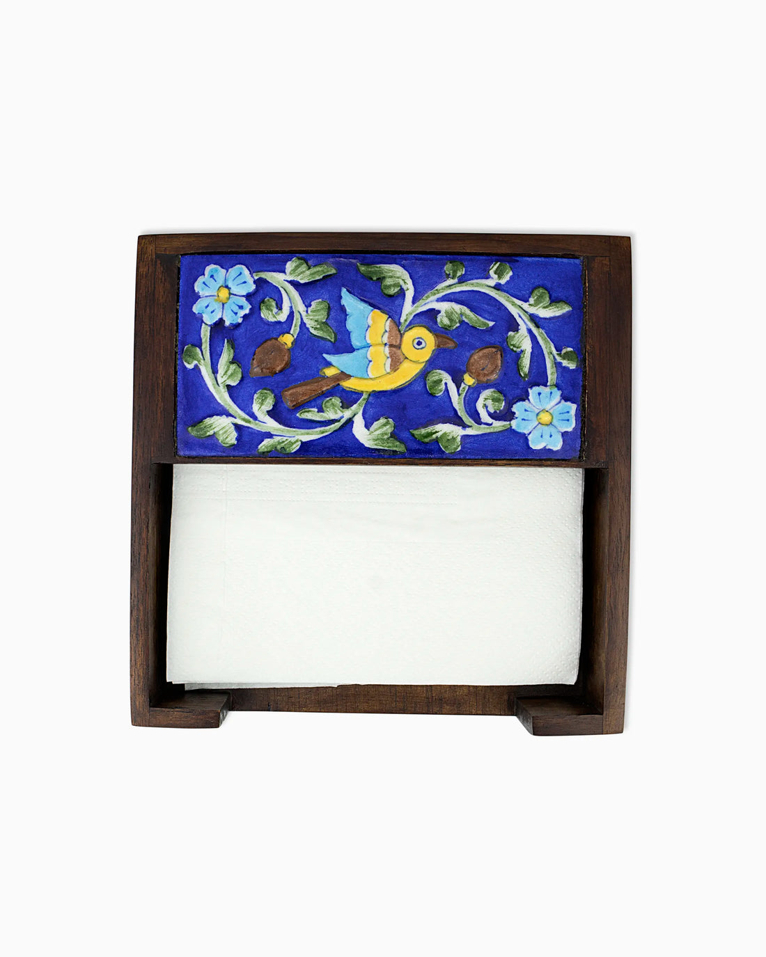 Wooden Napkin Holder with Ceramic Tile