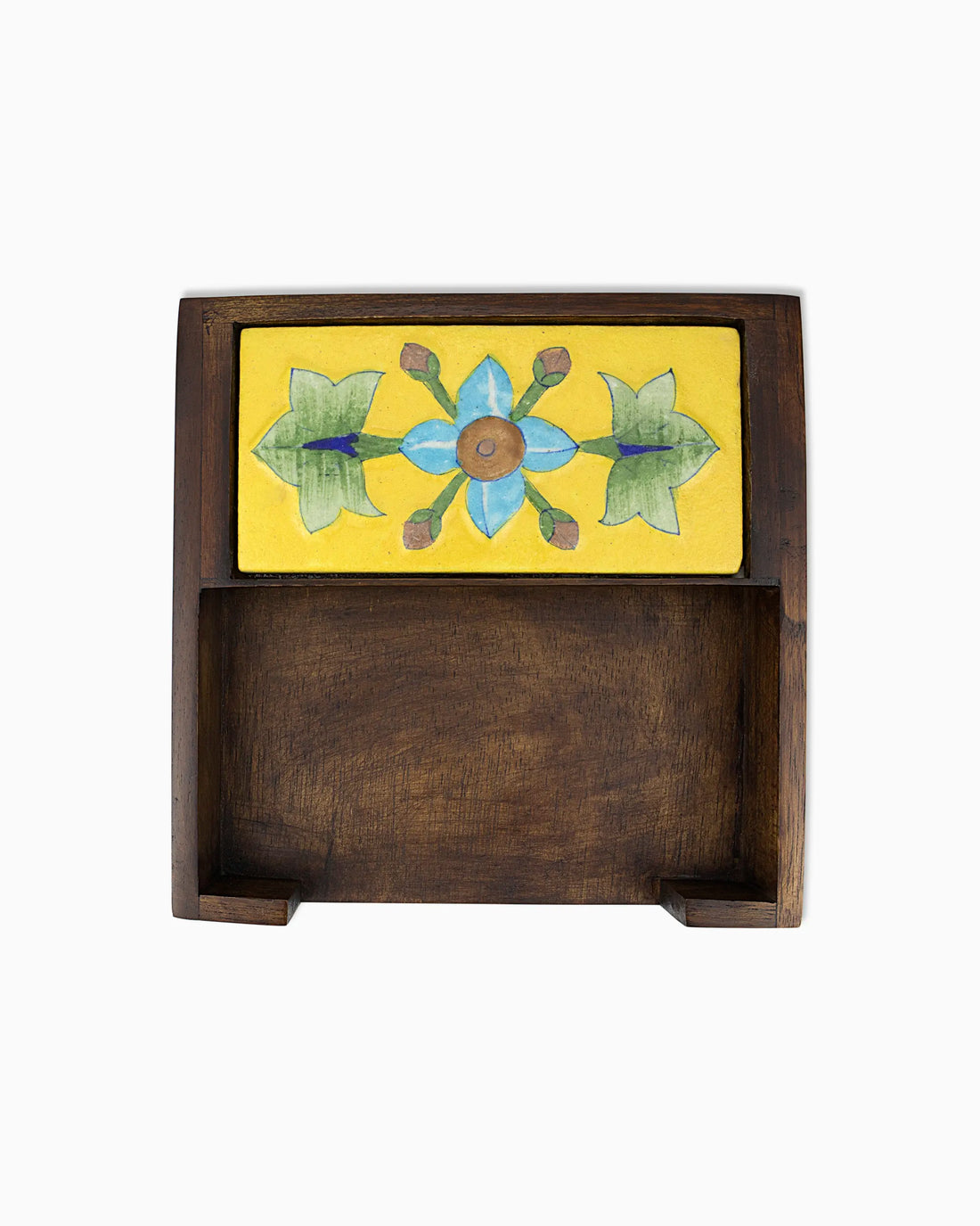 Wooden Napkin Holder with Ceramic Tile