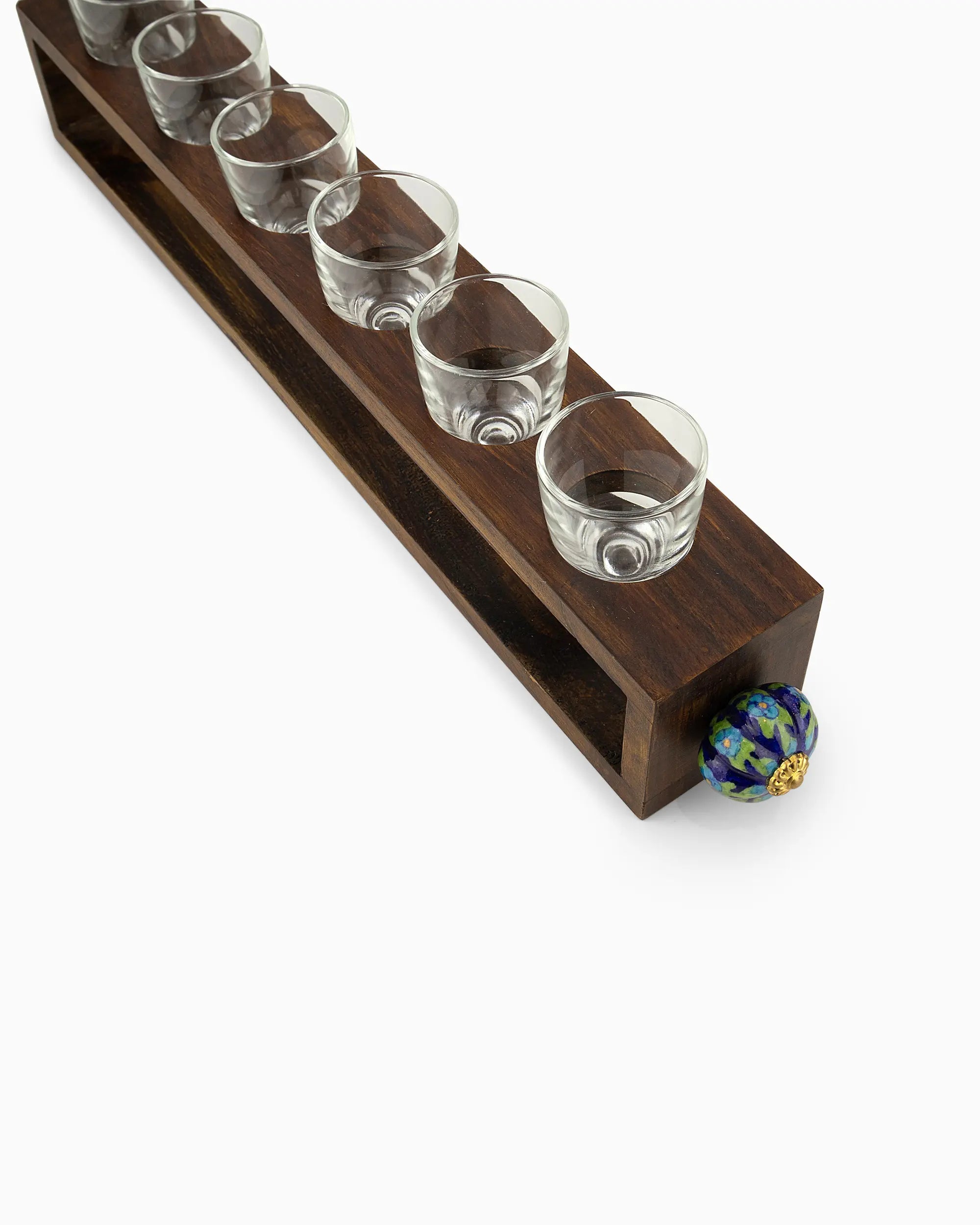 Wooden Stand with 6 Shot Glasses